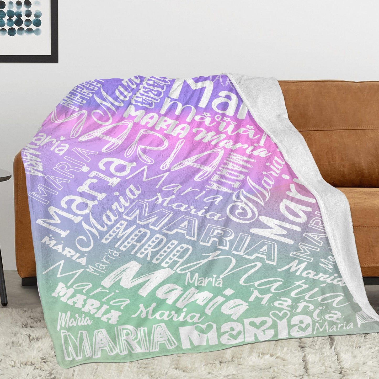 Gradient Flannel Blanket Name Blanket Personalized Blanket for Adult Kids Flannel Customize Throw Blanket Custom