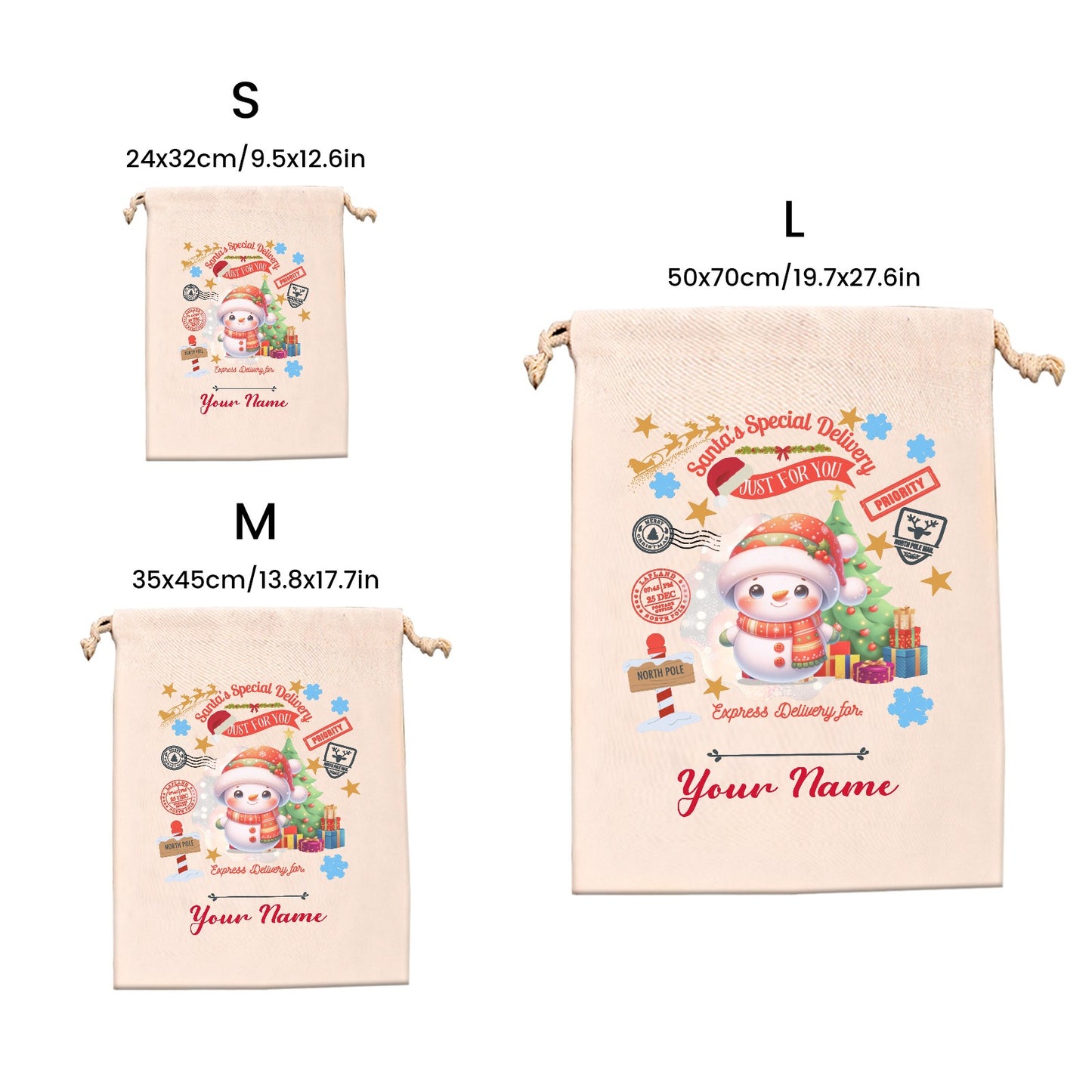 Snowman Christmas Gift Bag Custom Santa Gift Bags your Name
