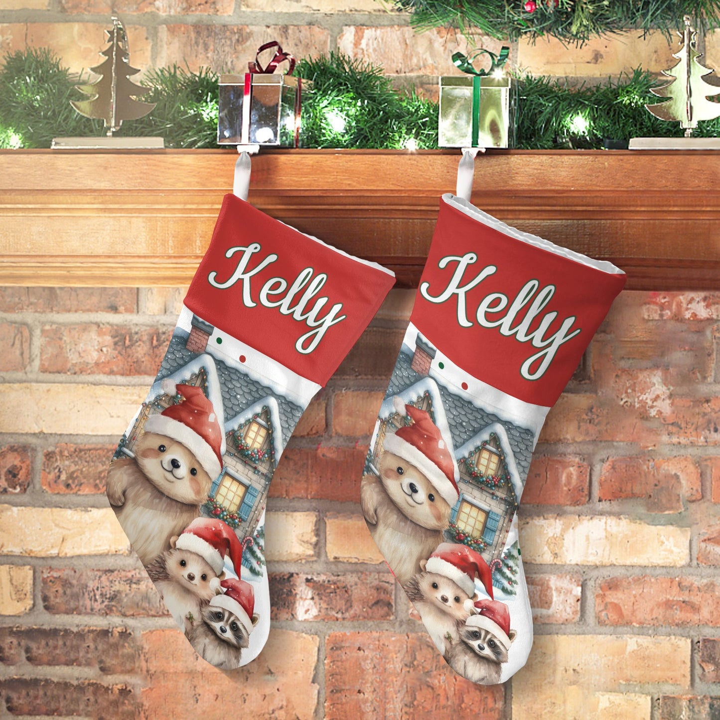 Hedgehog Christmas Stocking Custom Name Santa Socks Gift