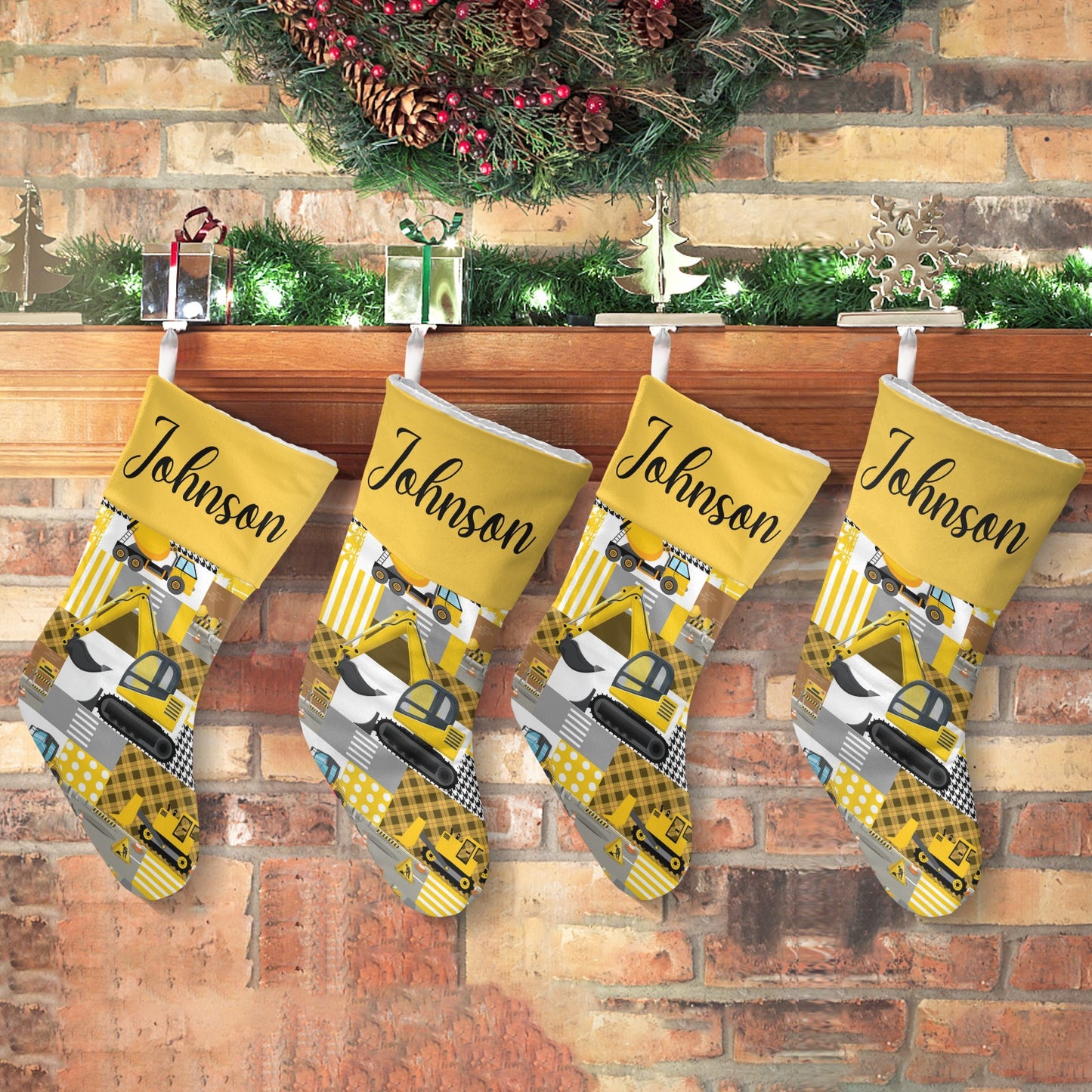 Truck Tractor Christmas Stocking Custom Name Christmas Socks Gift
