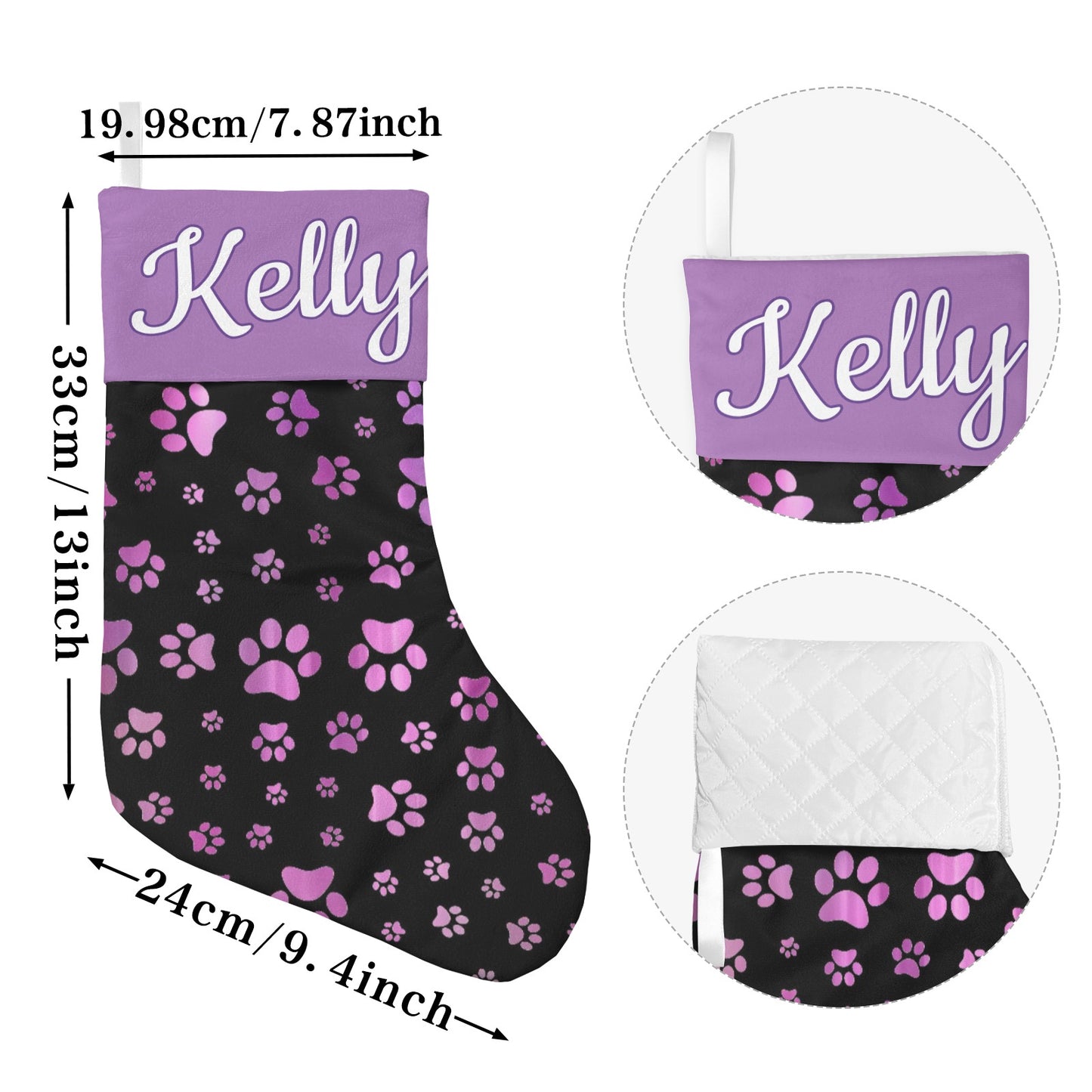 Footprint Christmas Stocking Custom Name Santa Socks Gift