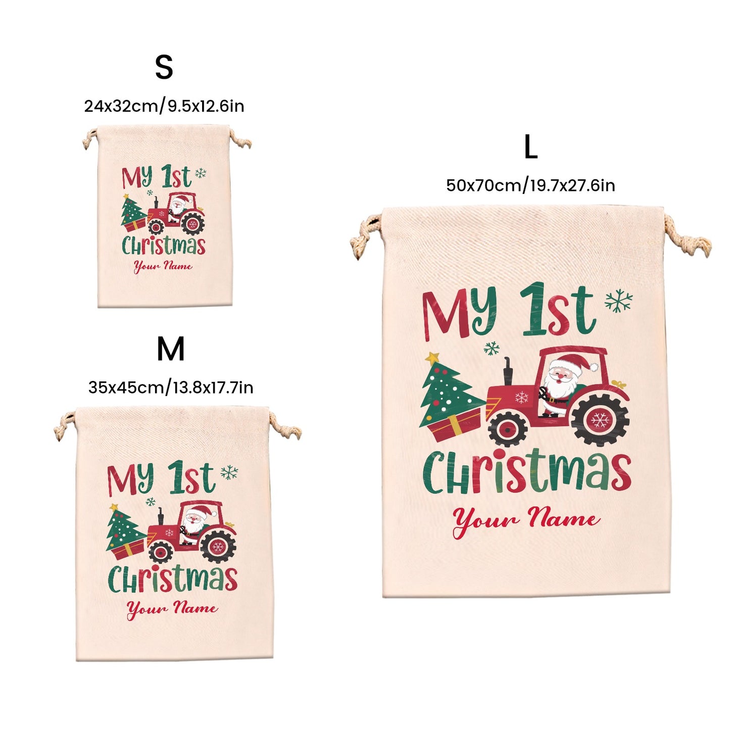 1st Christmas Christmas Gift Bag Custom Santa Gift Bags your Name