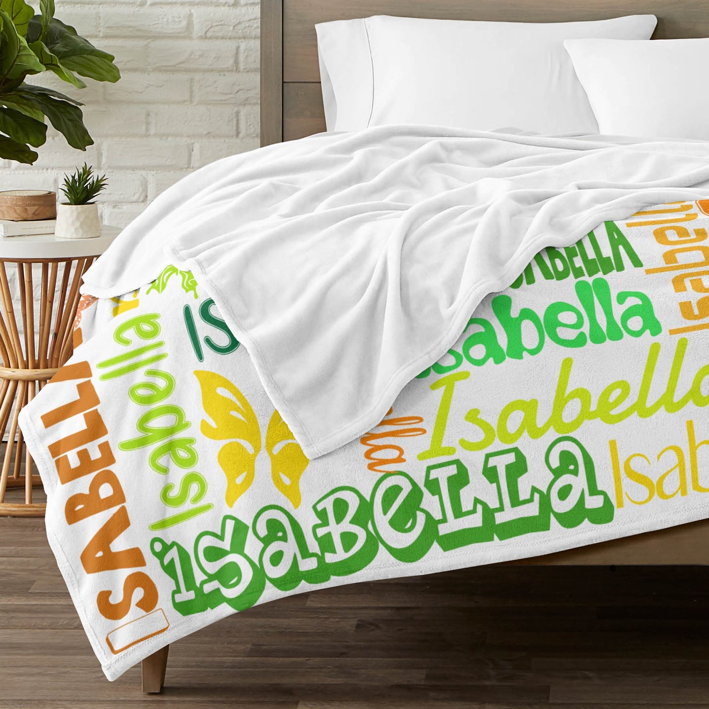 White Flannel Blanket Name Blanket Personalized Blanket for Adult Kids Flannel Customize Throw Blanket Custom