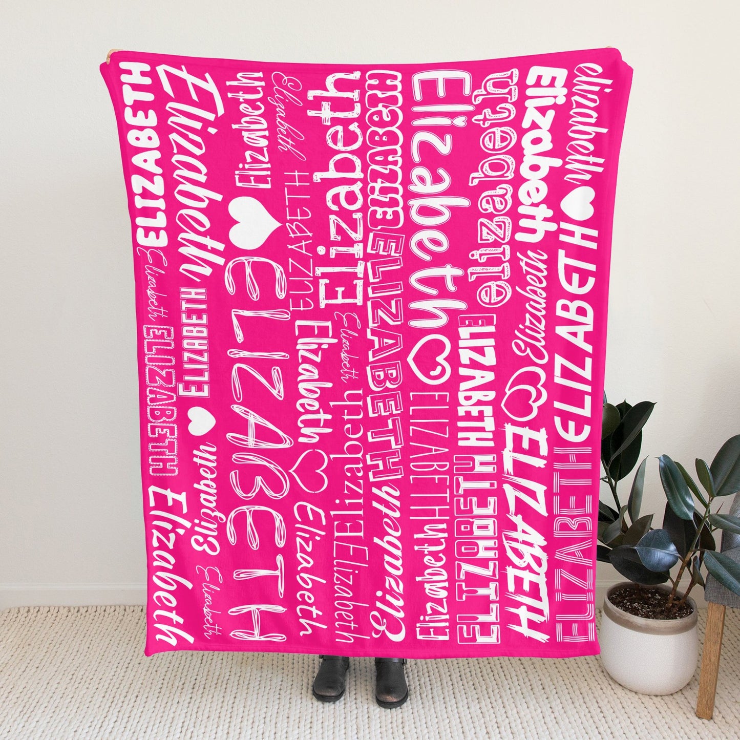 rose Flannel Blanket Name Blanket Personalized Blanket for Adult Kids Flannel Customize Throw Blanket Custom