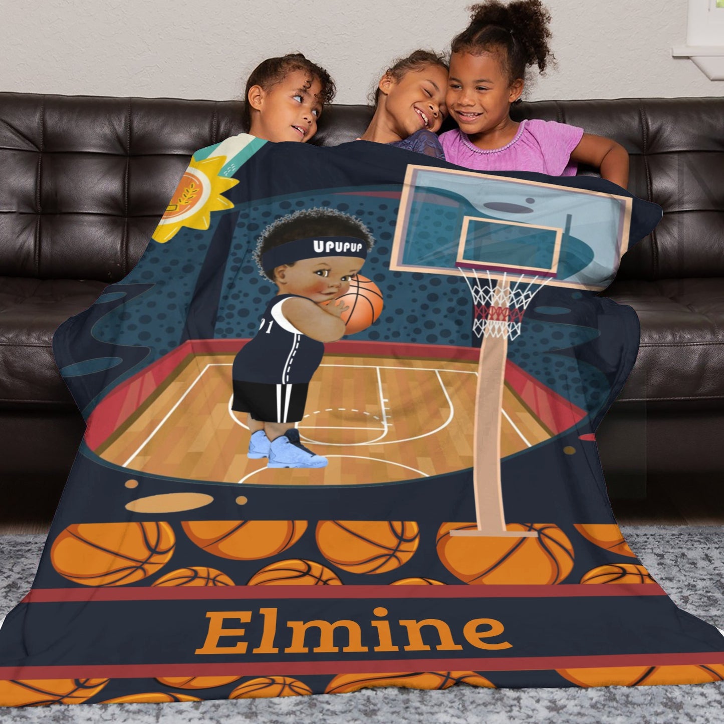 Basketball Boy Flannel Blanket Custom Name Blanket Gift for Men Women