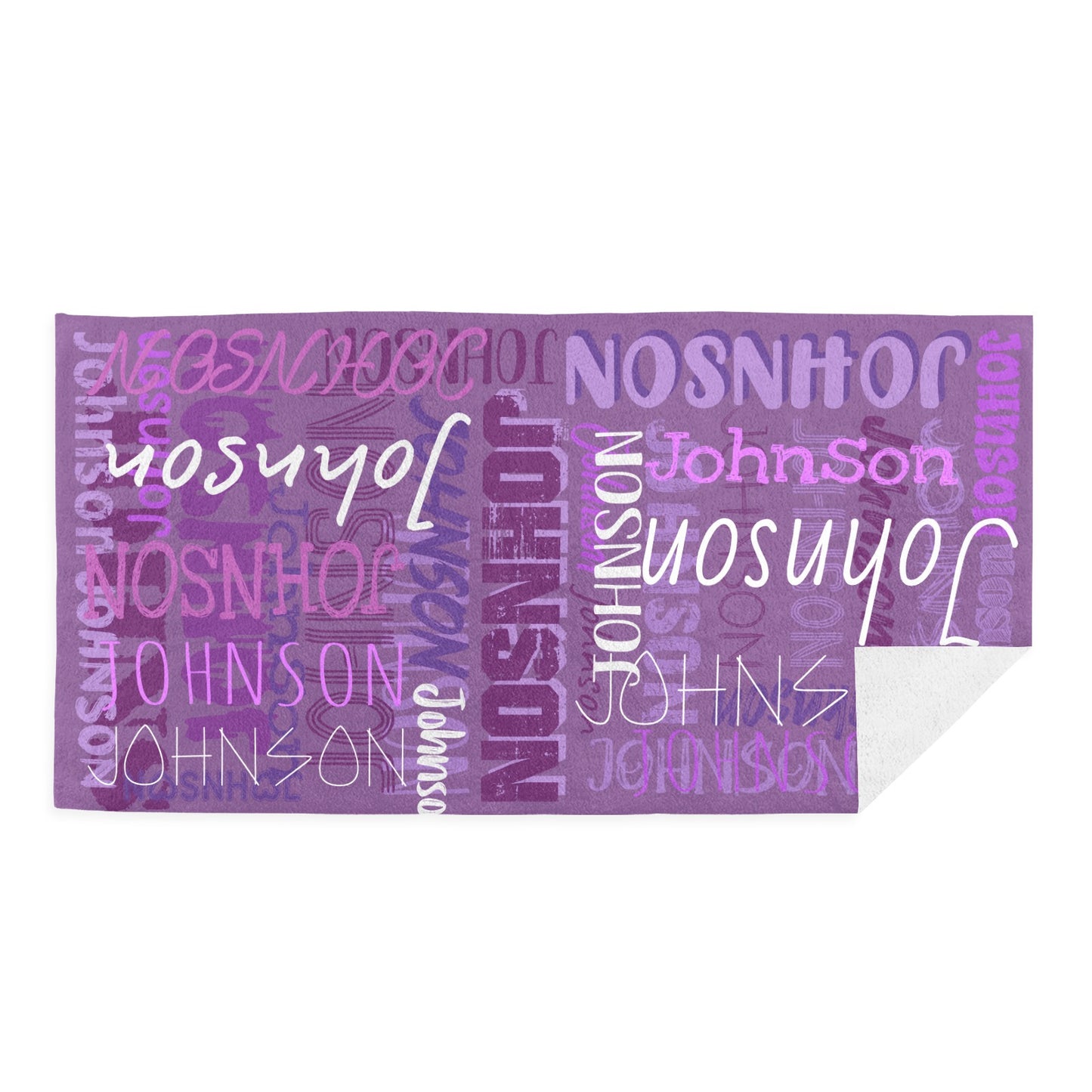 Purple Beach Towel Custom Cotton/Poly Blend Pool Towel - Blue - Personalize with Your Name - Standard Size