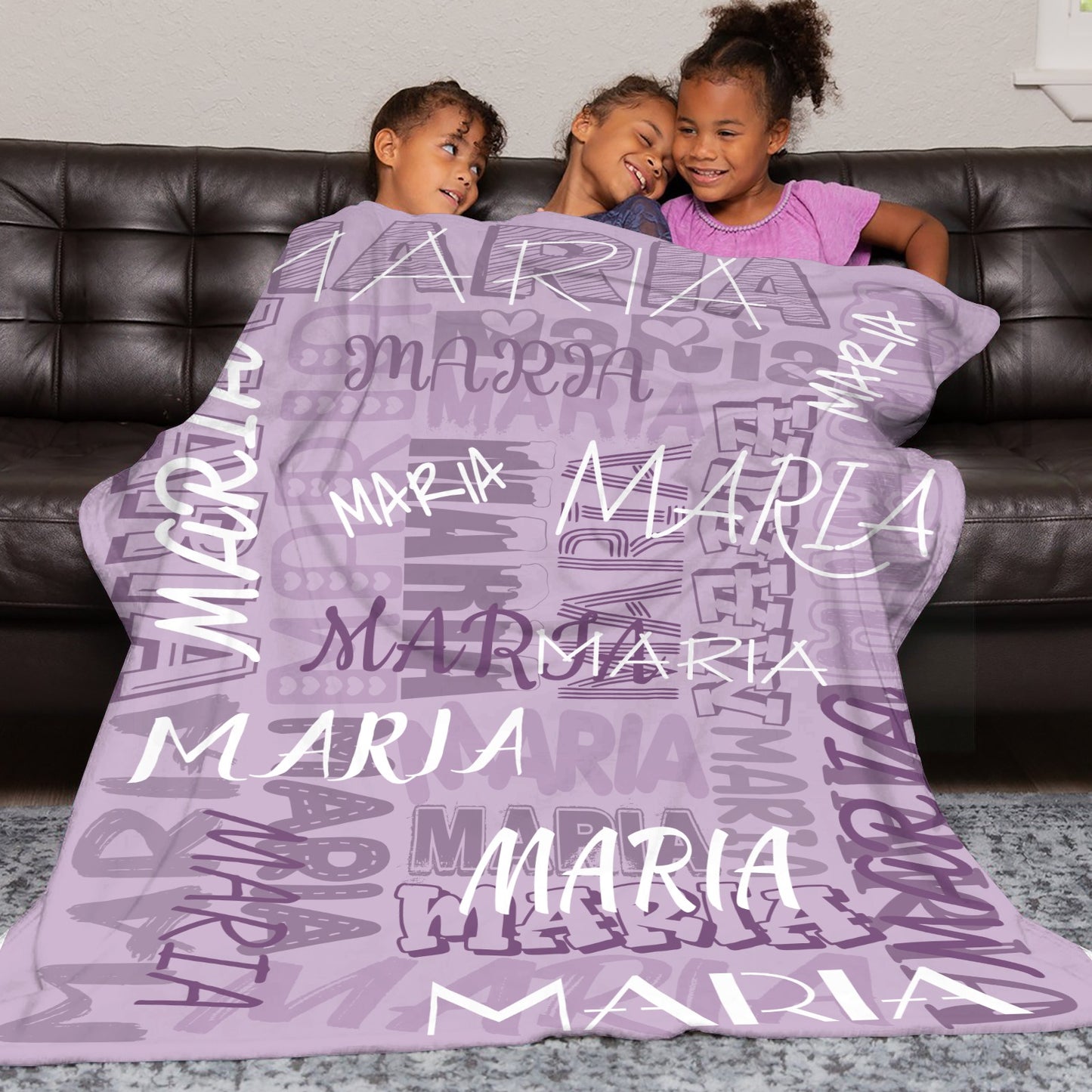 Purple Flannel Blanket Name Blanket Personalized Blanket for Adult Kids Flannel Customize Throw Blanket Custom