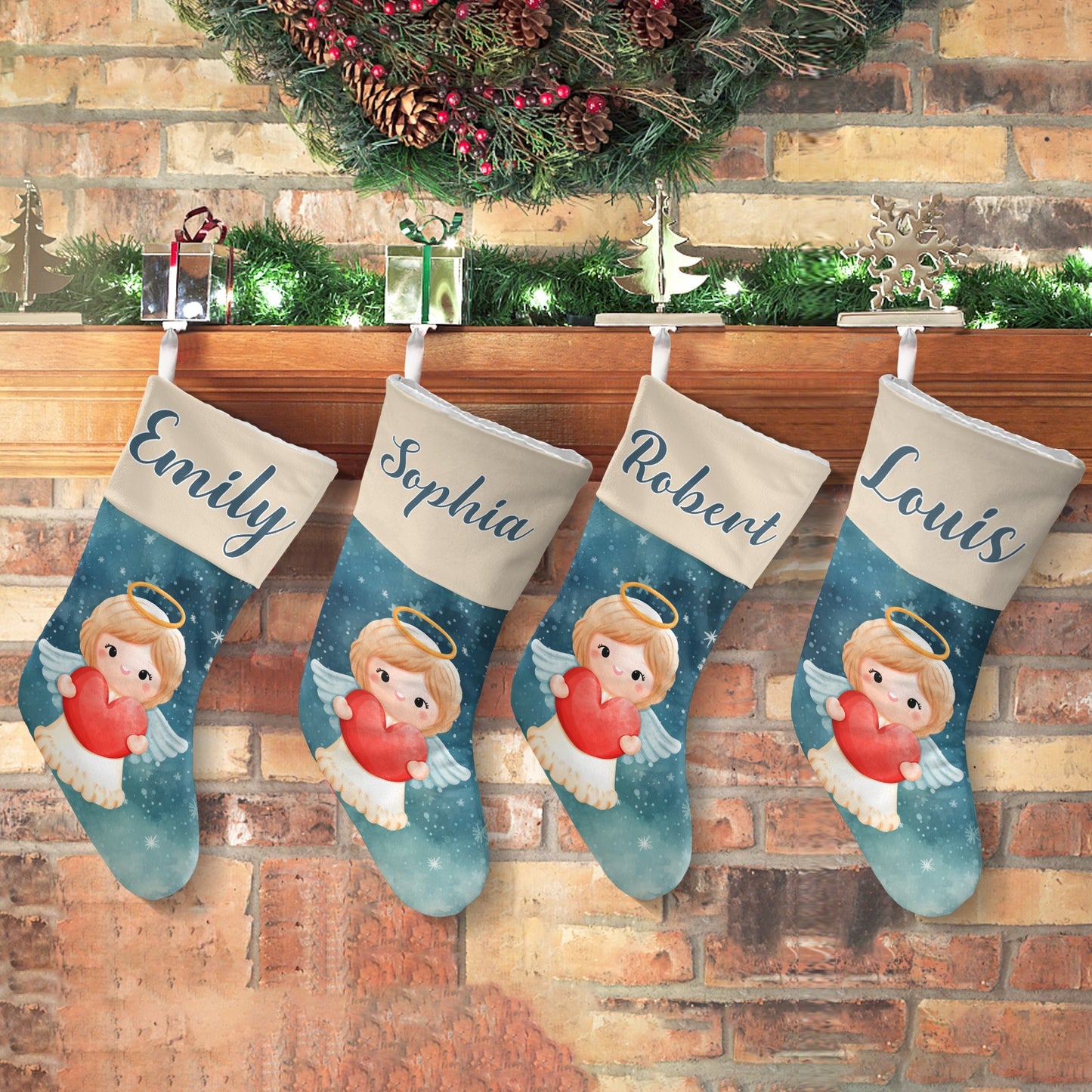 Angel Christmas Stocking Custom Name Christmas Socks Gift