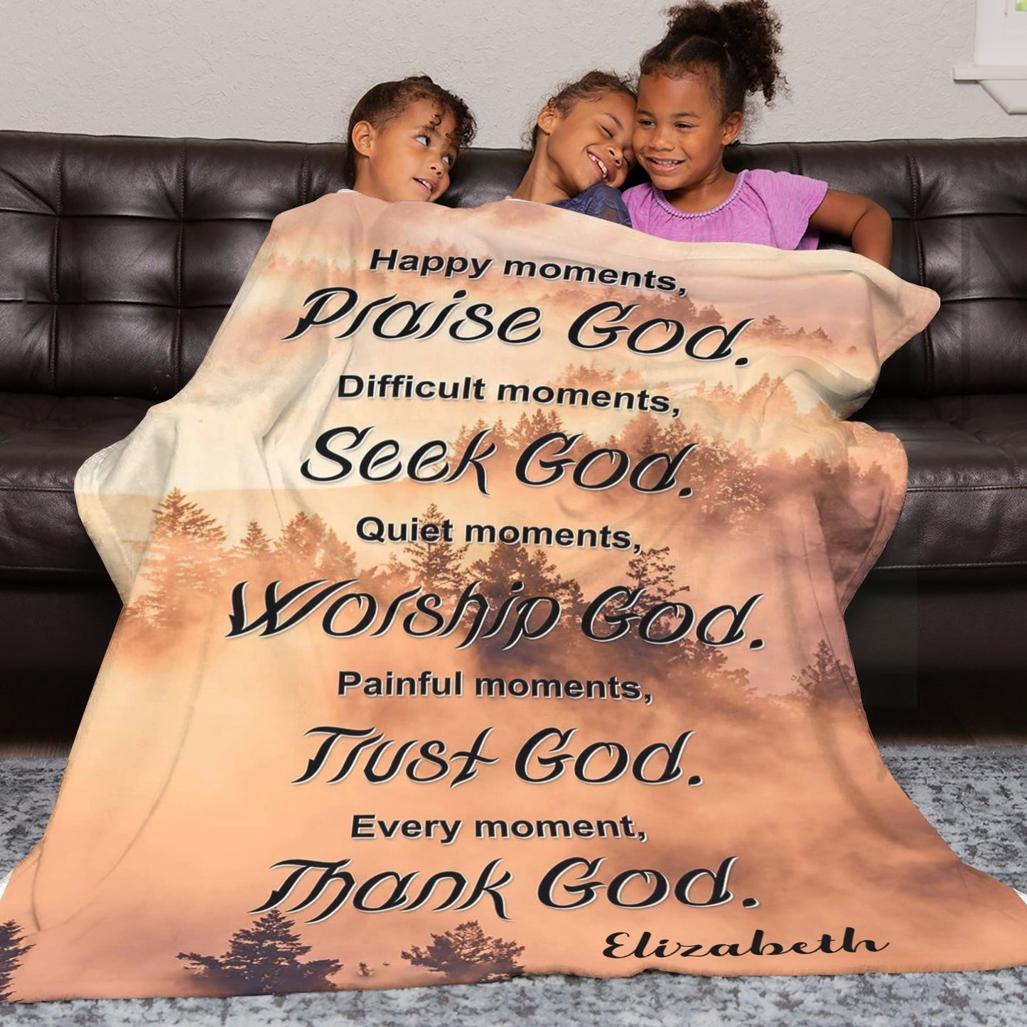 Praise God Flannel Blanket Custom Name Blanket Gift for Men Women