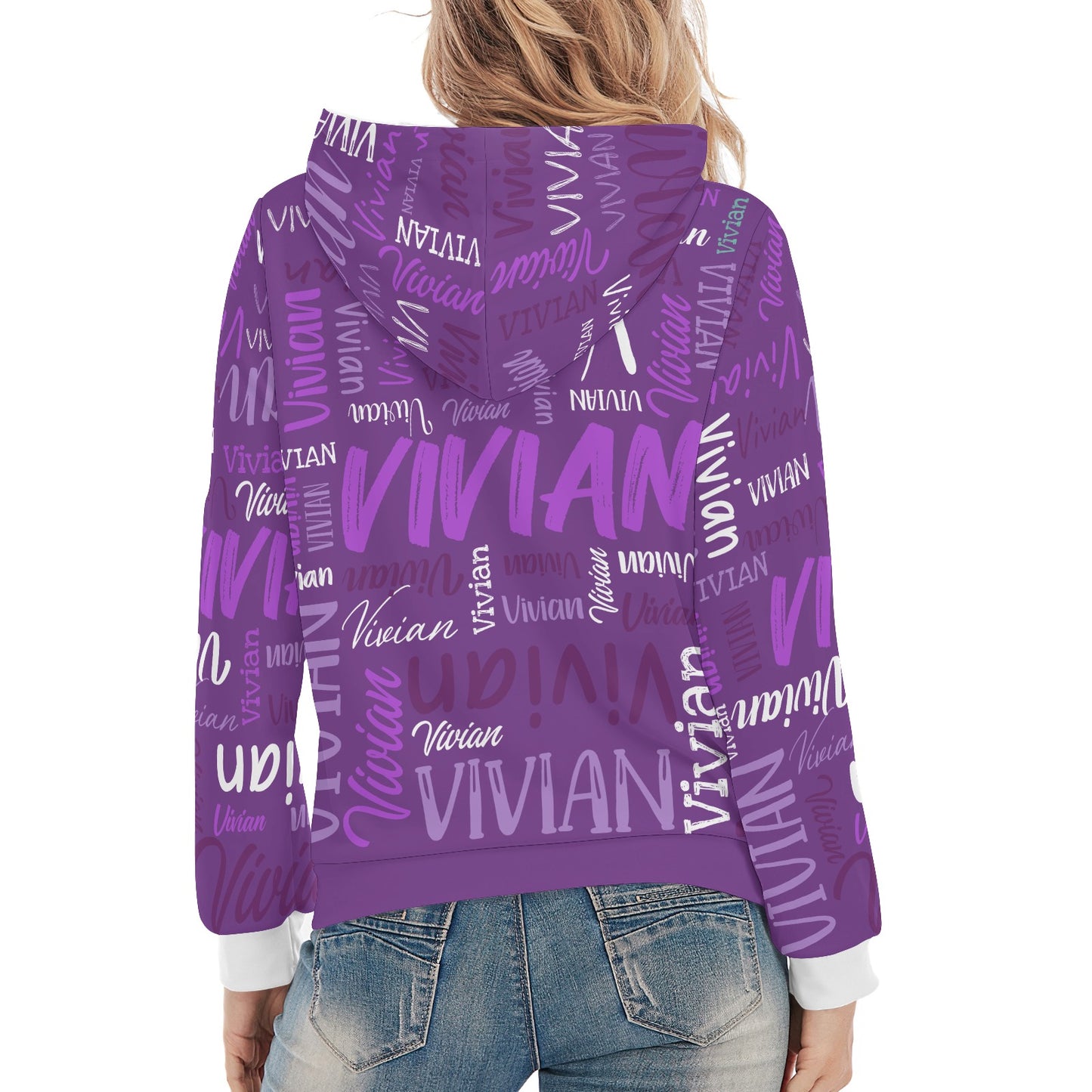 Purple Unisex Heavy Blend Hoodie Customized Hooded Sweatshirt with Name Women and Girl