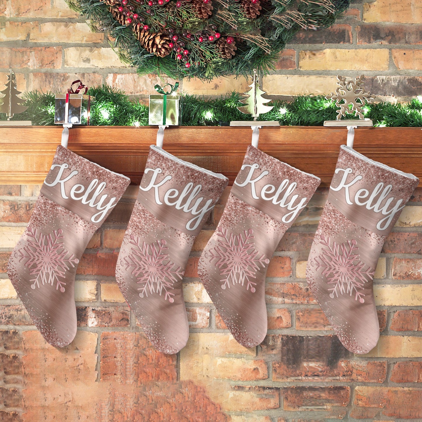 Snow Christmas Stocking Custom Name Santa Socks Gift
