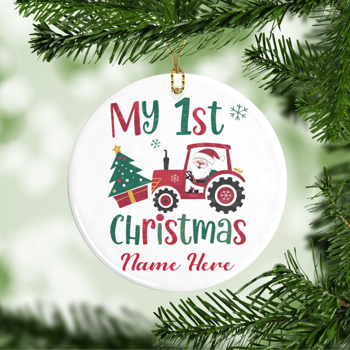 1st Christmas Christmas Ornaments Custom Name Santa Gift
