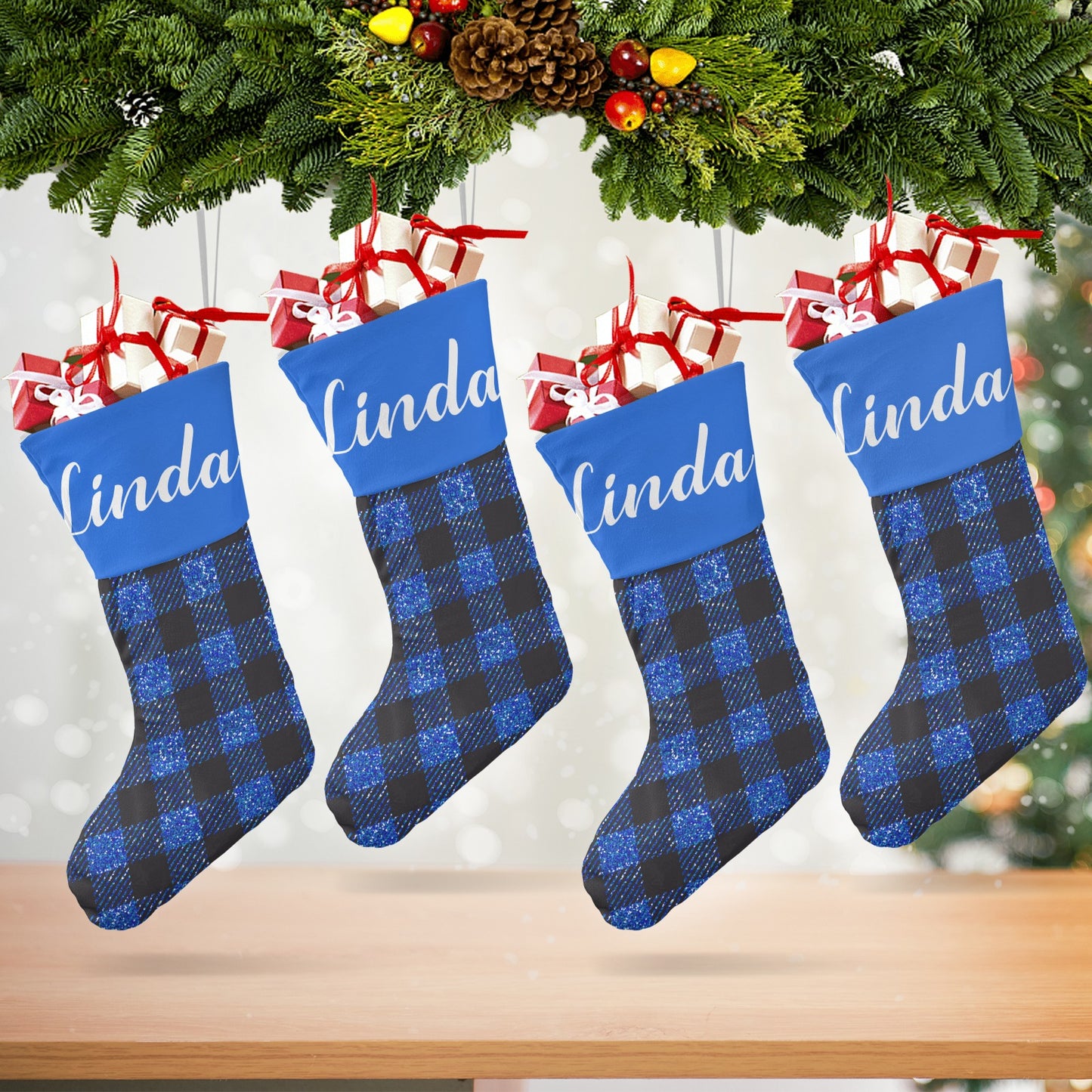 Blue Buffalo Bling Christmas Stocking Custom Name Christmas Socks Gift
