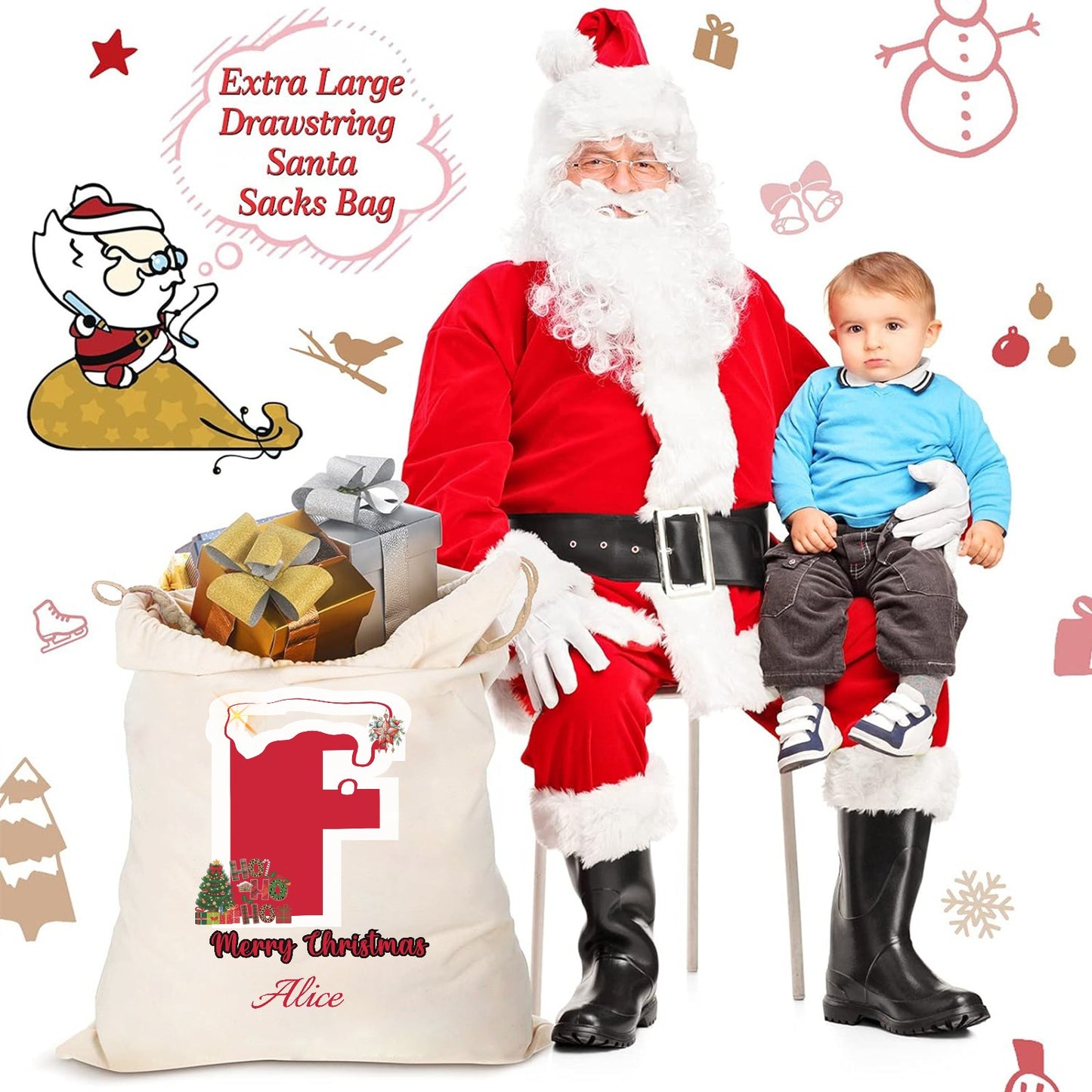 F Christmas Gift Bag 2024 Christmas Best Gift for Children