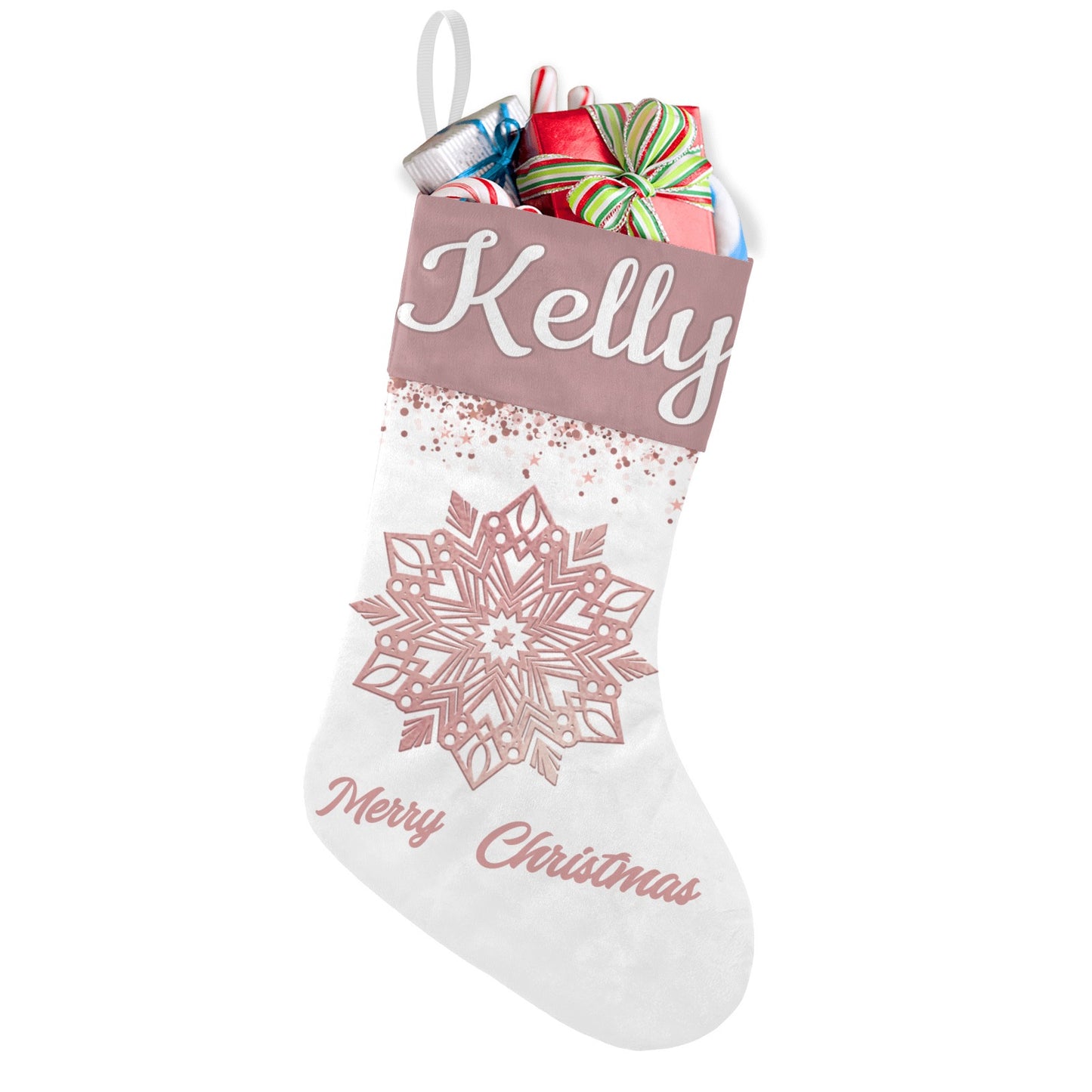Snow Christmas Stocking Custom Name Santa Socks Gift