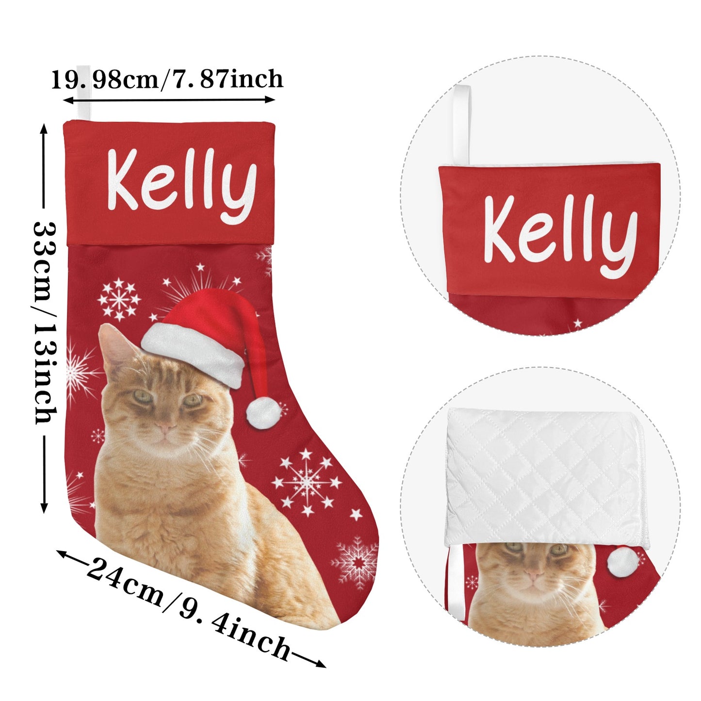cat-live Christmas Stocking Custom Name Santa Socks Gift