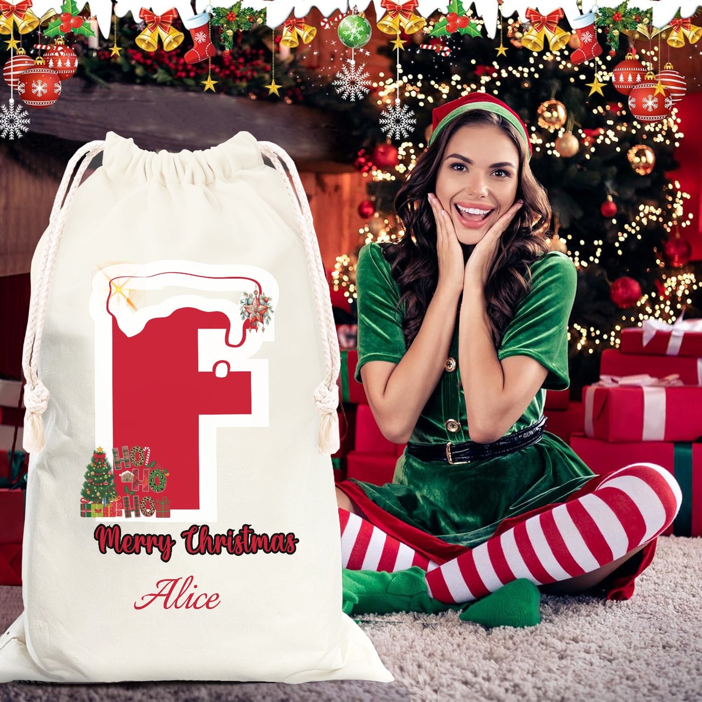 F Christmas Gift Bag 2024 Christmas Best Gift for Children