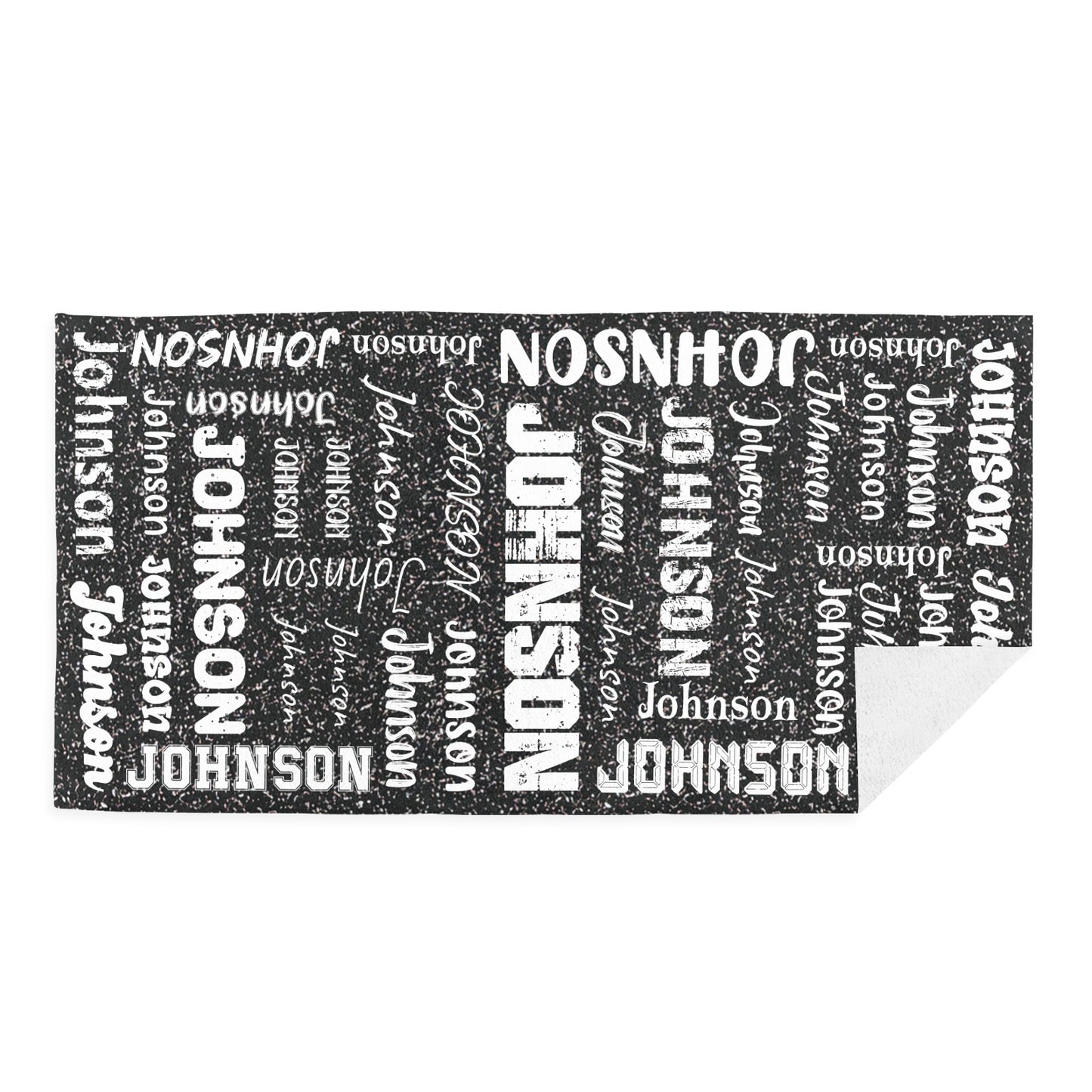 Black Beach Towel Custom Cotton/Poly Blend Pool Towel - Blue - Personalize with Your Name - Standard Size
