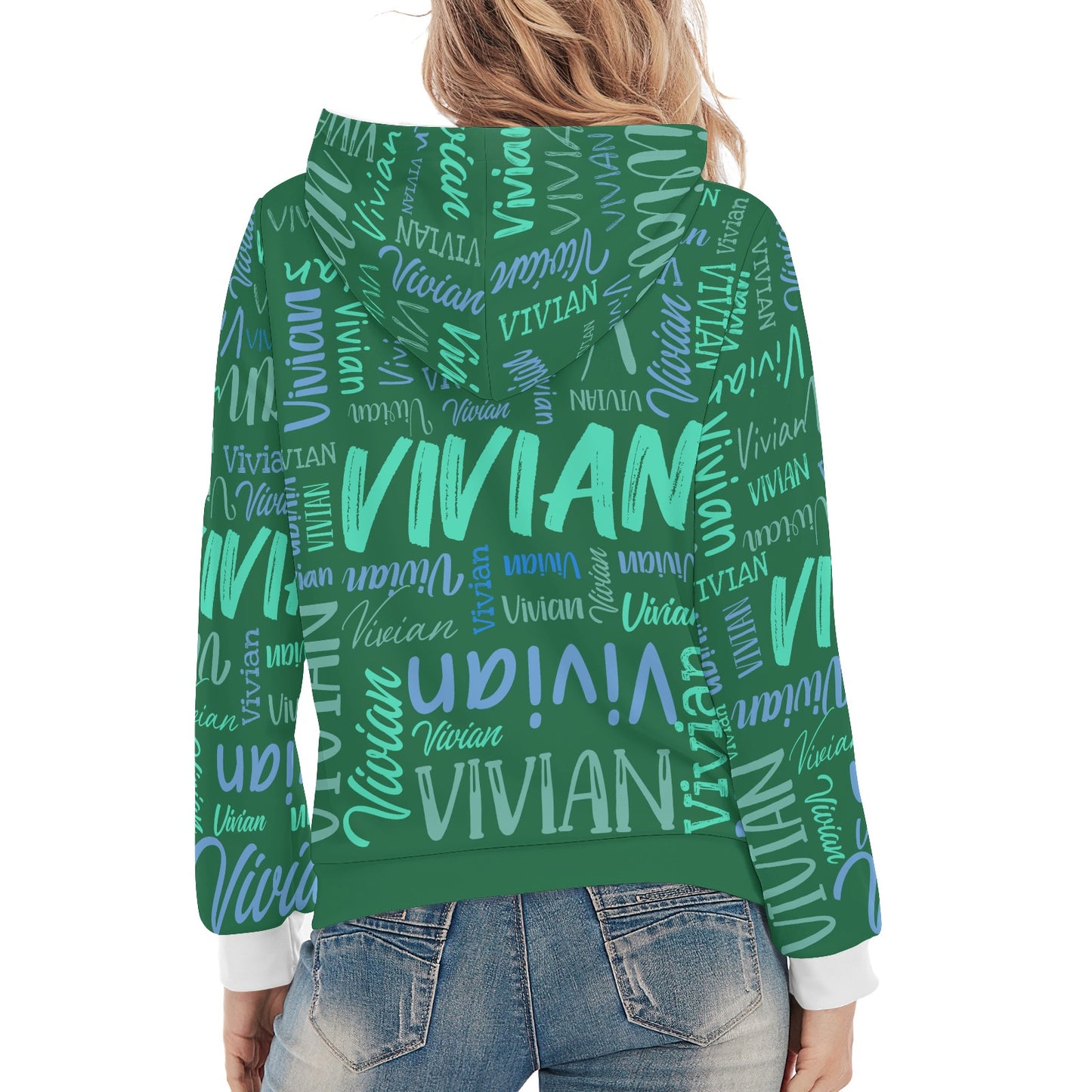 Green Unisex Heavy Blend Hoodie Customized Hooded Sweatshirt with Name Women and Girl