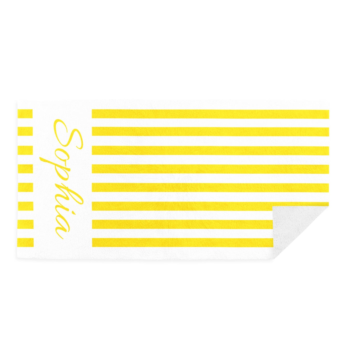 Yellow Stripe Beach Towel Custom Cotton/Poly Blend Pool Towel - Blue - Personalize with Your Name - Standard Size