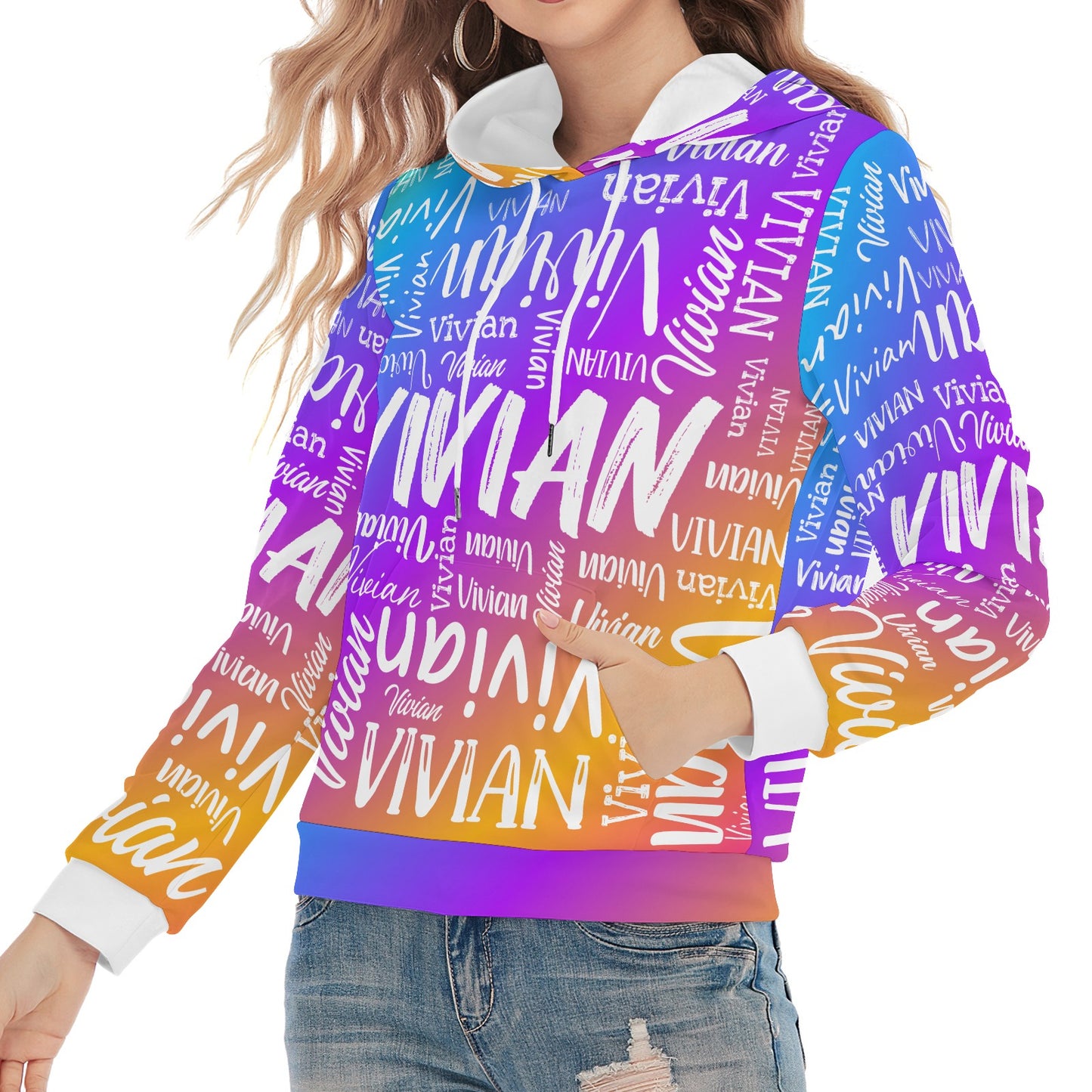 Purple Blue Unisex Heavy Blend Hoodie Customized Hooded Sweatshirt with Name Women and Girl