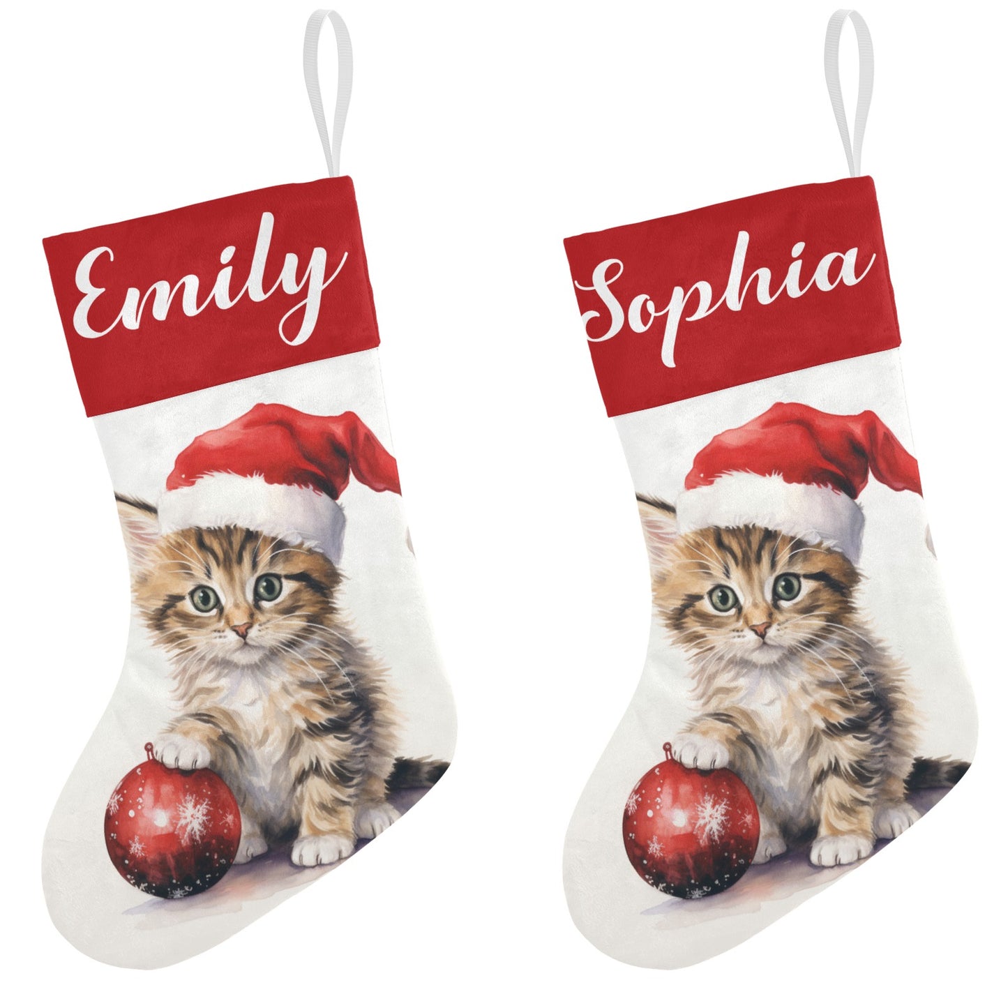 Christmas Cat Christmas Stocking Custom Name Christmas Socks Gift