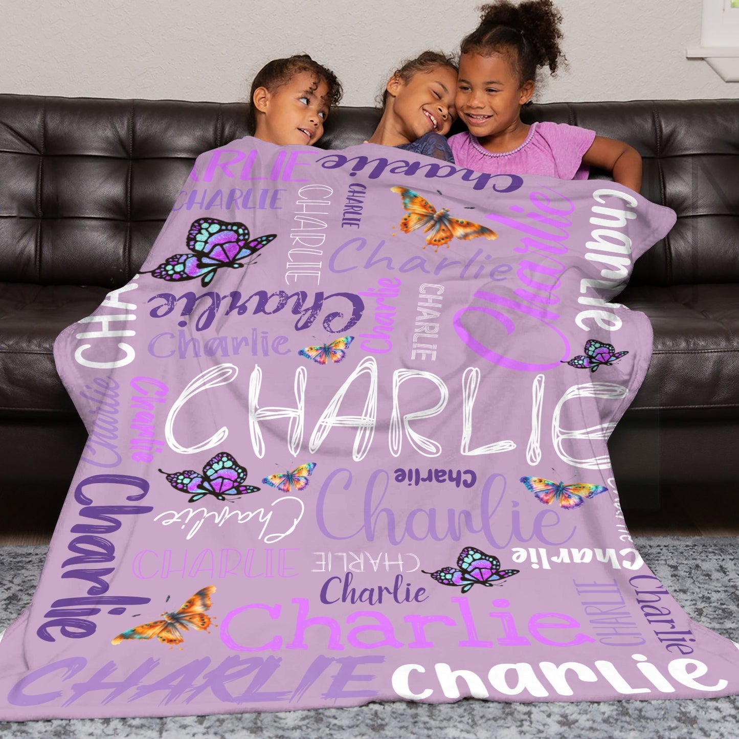 Purple Flannel Blanket Custom Name Blanket Gift for Men Women