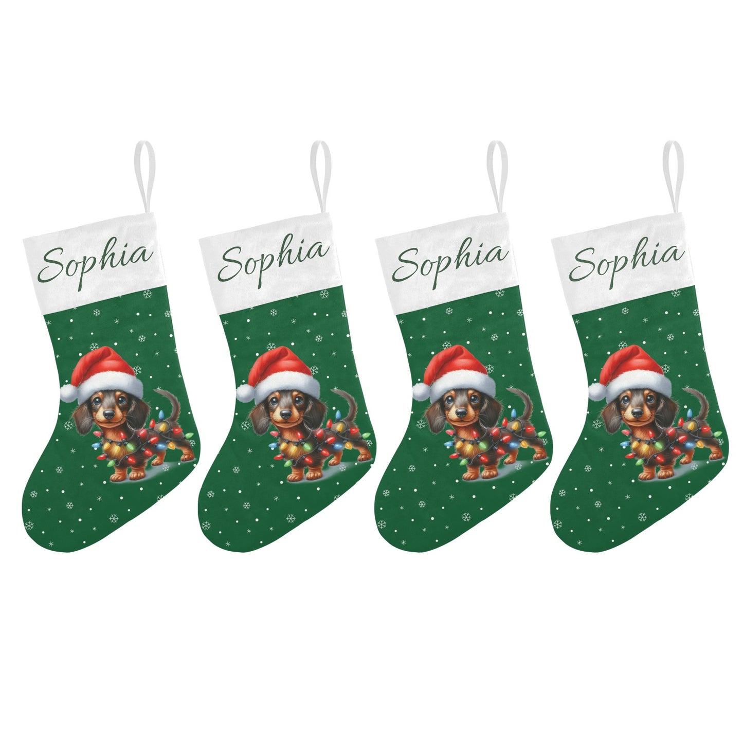 Sausage dog Christmas Stocking Custom Name Santa Socks Gift