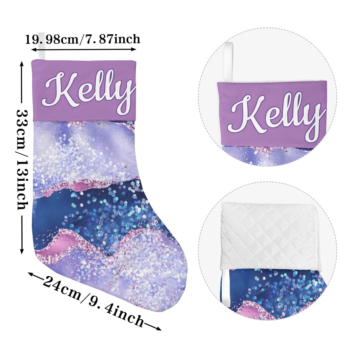Purple Christmas Stocking Custom Name Santa Socks Gift