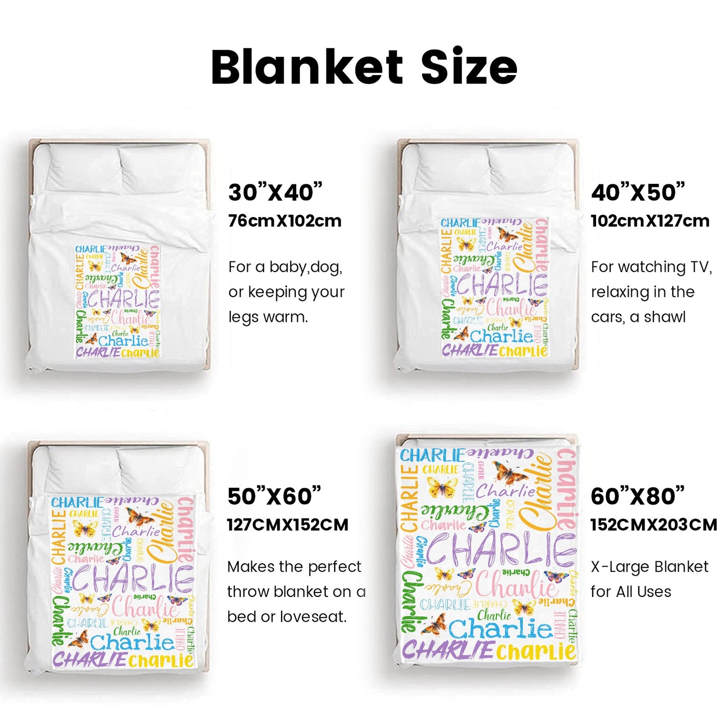 White Flannel Blanket Custom Name Blanket Gift for Men Women