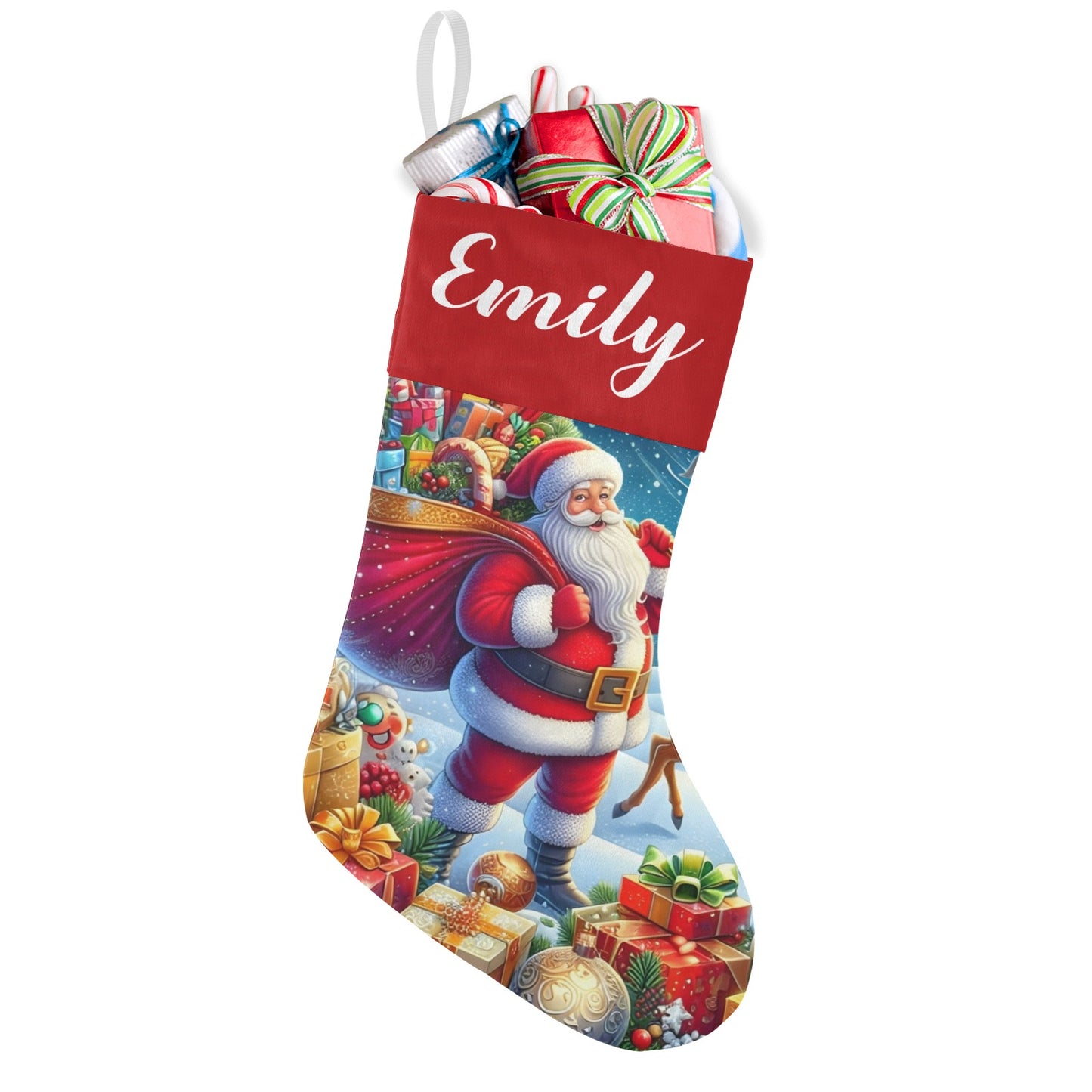 Santa Claus Christmas Stocking Custom Name Christmas Socks Gift