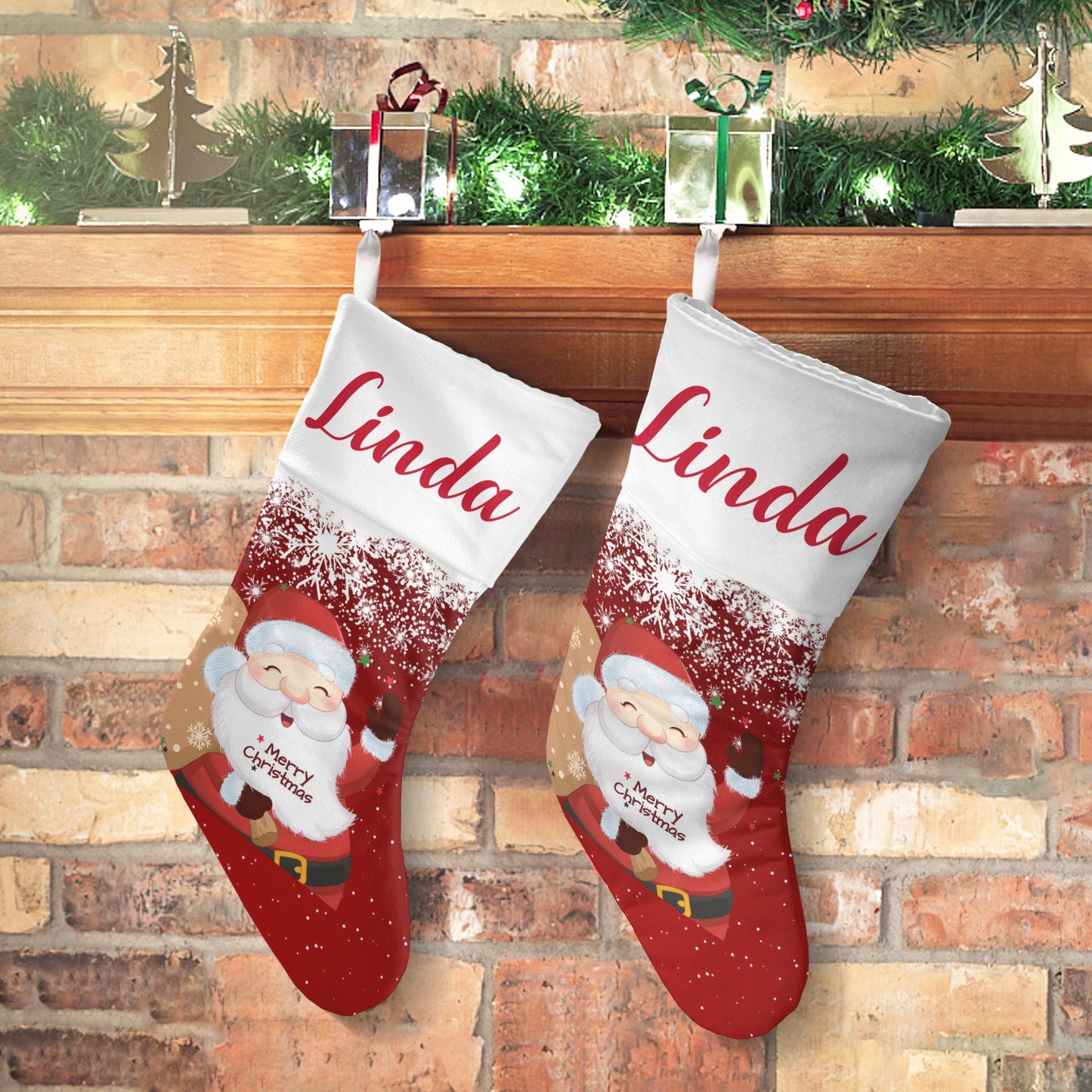 Santa Claus Christmas Stocking Custom Name Christmas Socks Gift