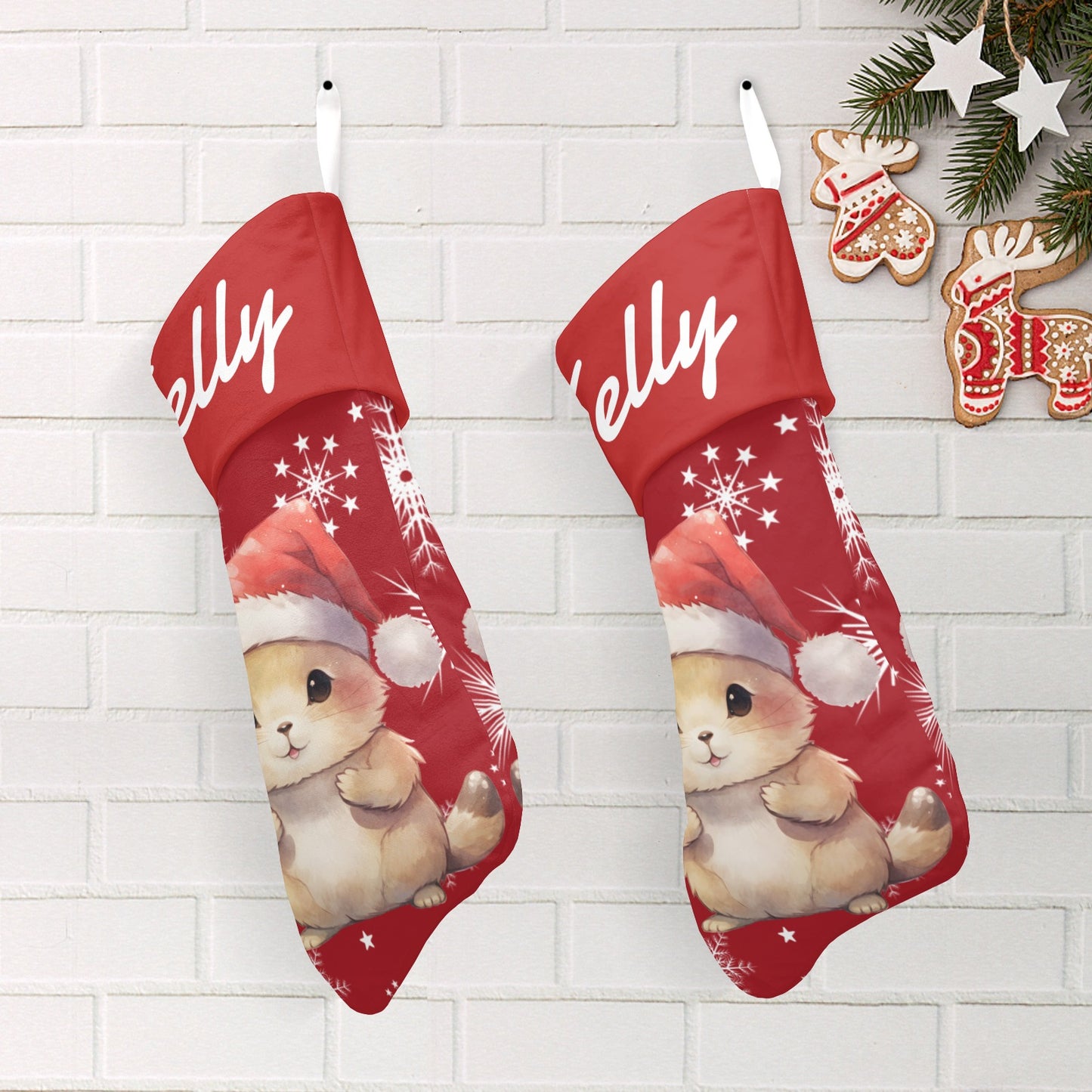 Red Hamster Christmas Stocking Custom Name Santa Socks Gift