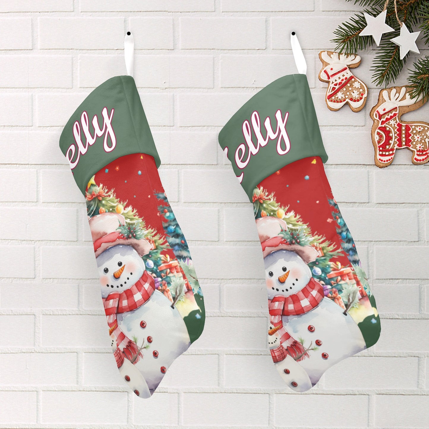 SNOWMAN Christmas Stocking Custom Name Santa Socks Gift
