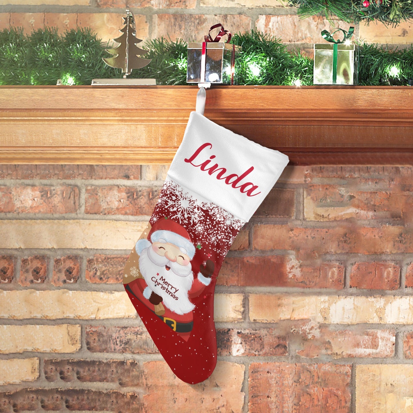 Santa Claus Christmas Stocking Custom Name Christmas Socks Gift