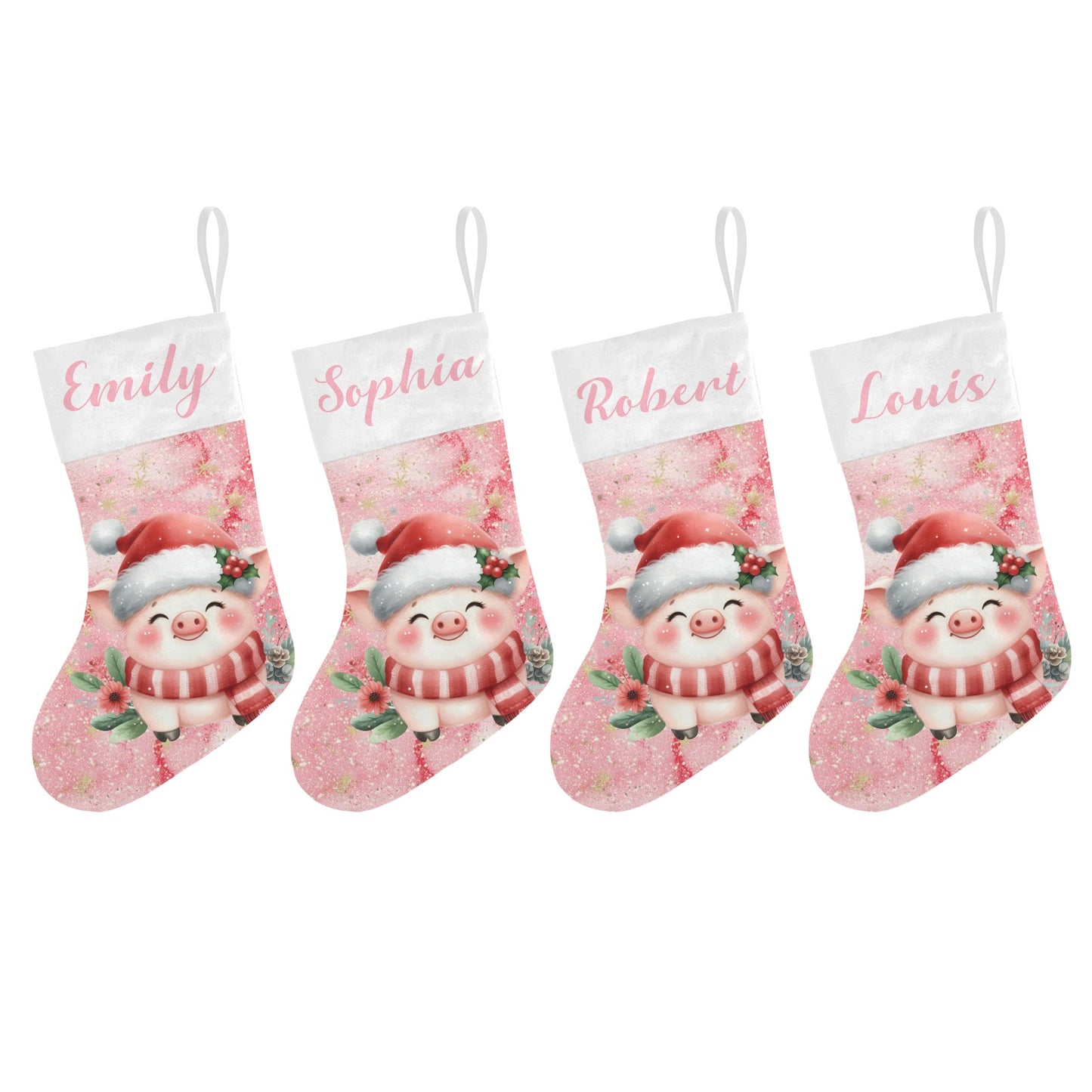 Cute Pig Christmas Stocking Custom Name Christmas Socks Gift