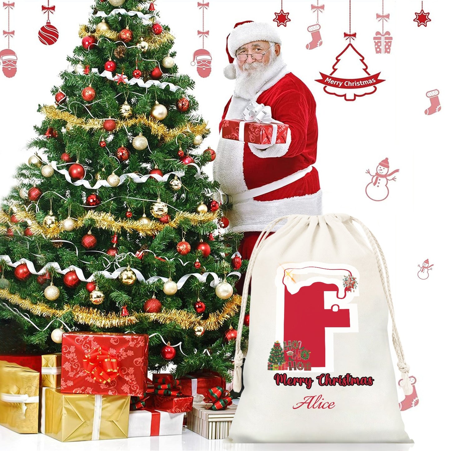 F Christmas Gift Bag 2024 Christmas Best Gift for Children