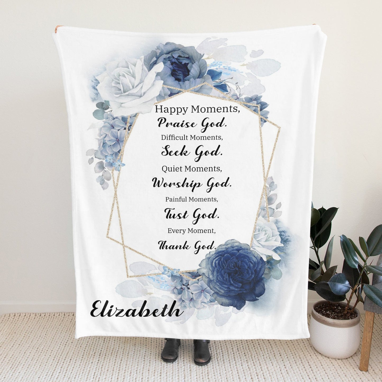 Happy Moments Flannel Blanket Custom Name Blanket Gift for Men Women