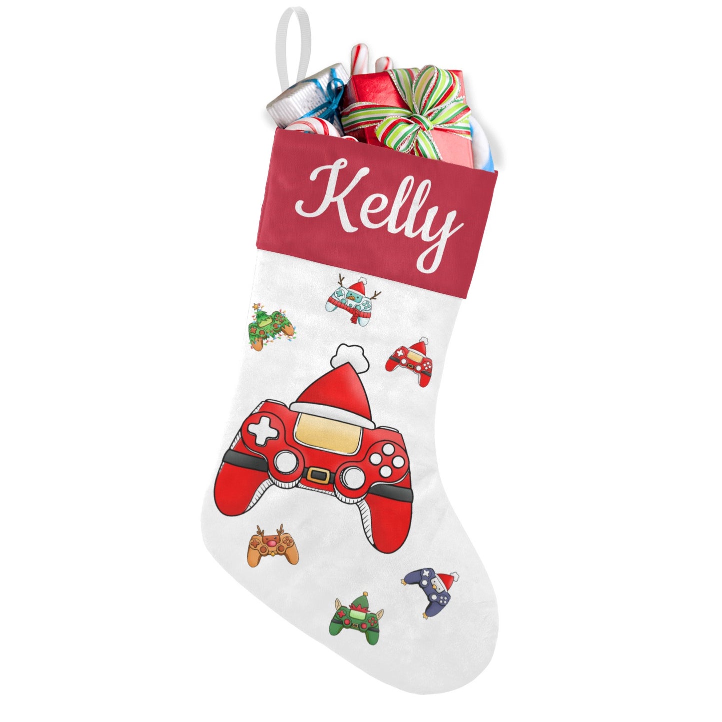 Games Console Christmas Stocking Custom Name Santa Socks Gift