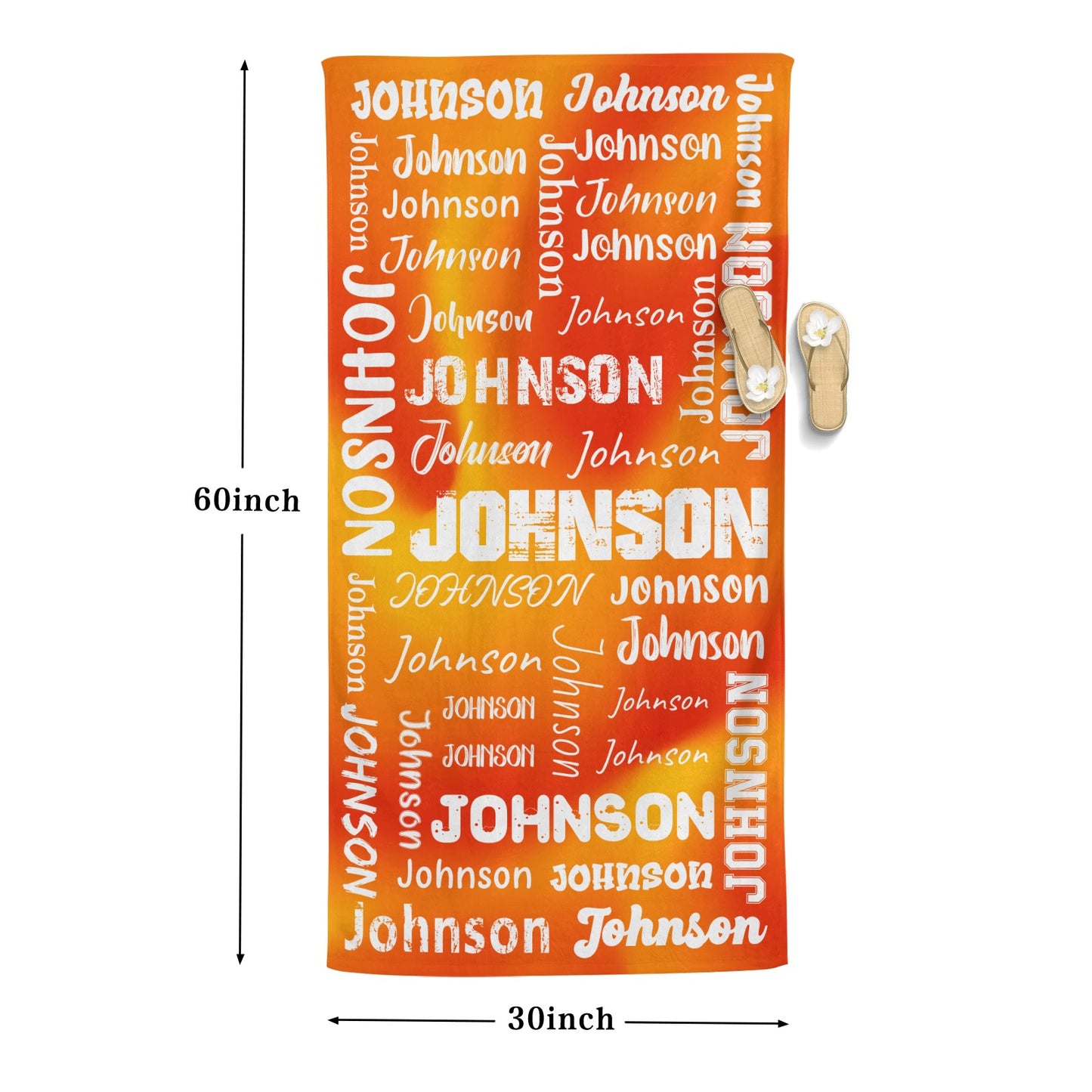 Orange Beach Towel Custom Cotton/Poly Blend Pool Towel - Blue - Personalize with Your Name - Standard Size