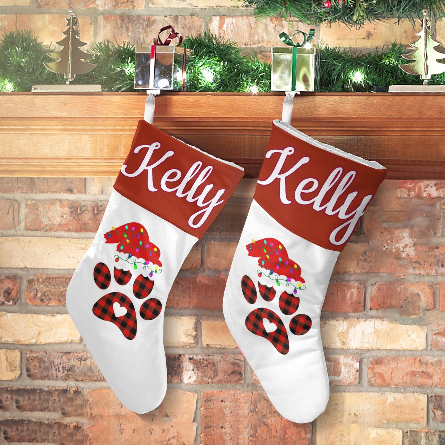 Santa's Hat Christmas Stocking Custom Name Santa Socks Gift