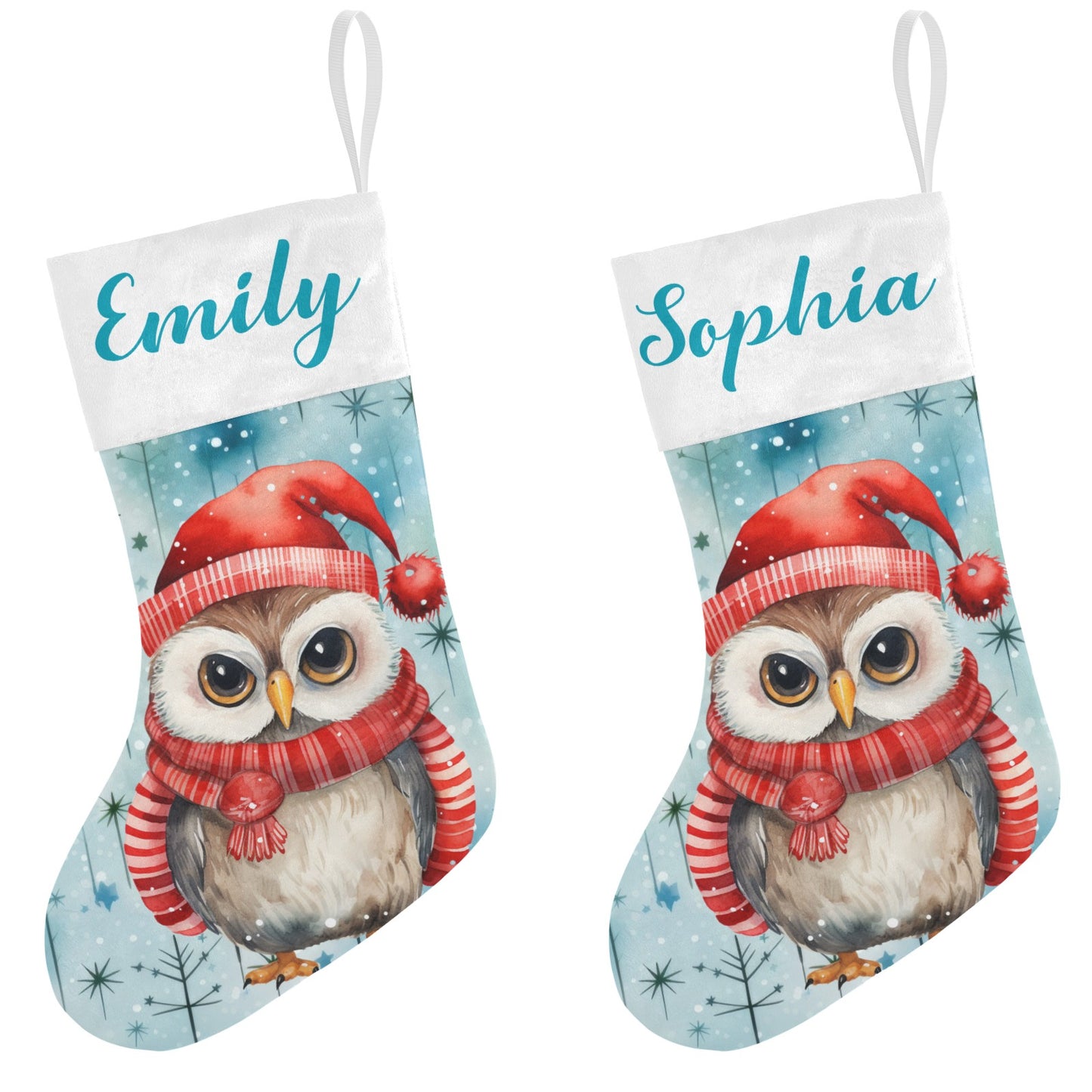 Owl Christmas Stocking Custom Name Christmas Socks Gift