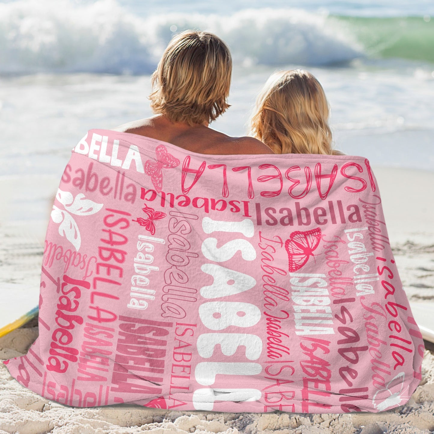 Pink Flannel Blanket Name Blanket Personalized Blanket for Adult Kids Flannel Customize Throw Blanket Custom