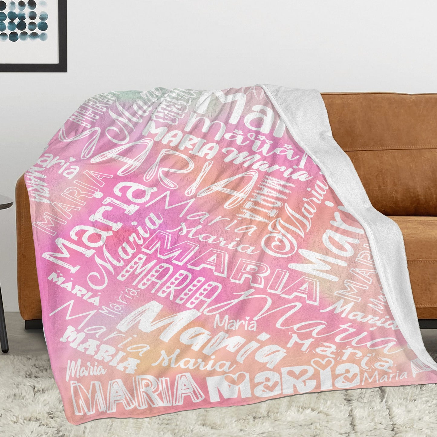 Rainbow Pink Flannel Blanket Name Blanket Personalized Blanket for Adult Kids Flannel Customize Throw Blanket Custom