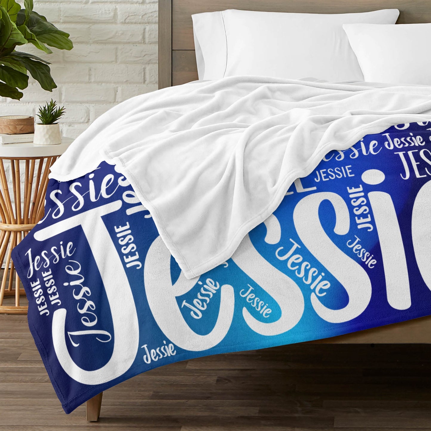 Blue Flannel Blanket Custom Name Blanket Gift for Men Women