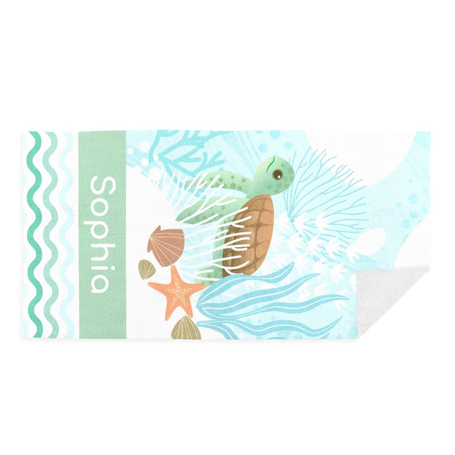Turtle Beach Towel Custom Cotton/Poly Blend Pool Towel - Blue - Personalize with Your Name - Standard Size