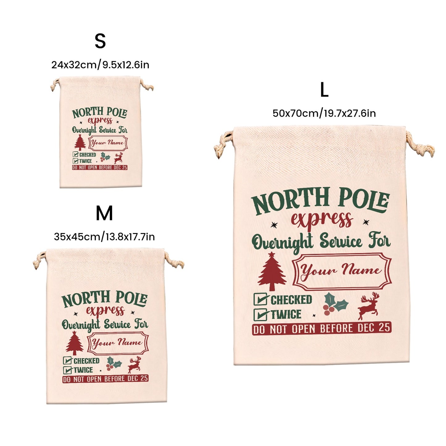 Place to Write Wishes Christmas Gift Bag Custom Santa Gift Bags your Name