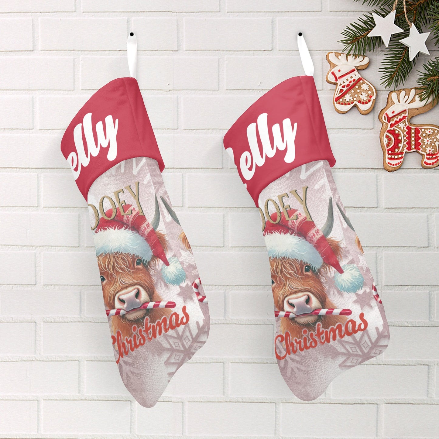 Cow Christmas Stocking Custom Name Santa Socks Gift