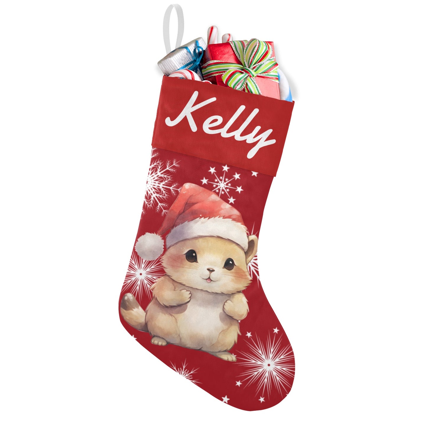 Red Hamster Christmas Stocking Custom Name Santa Socks Gift
