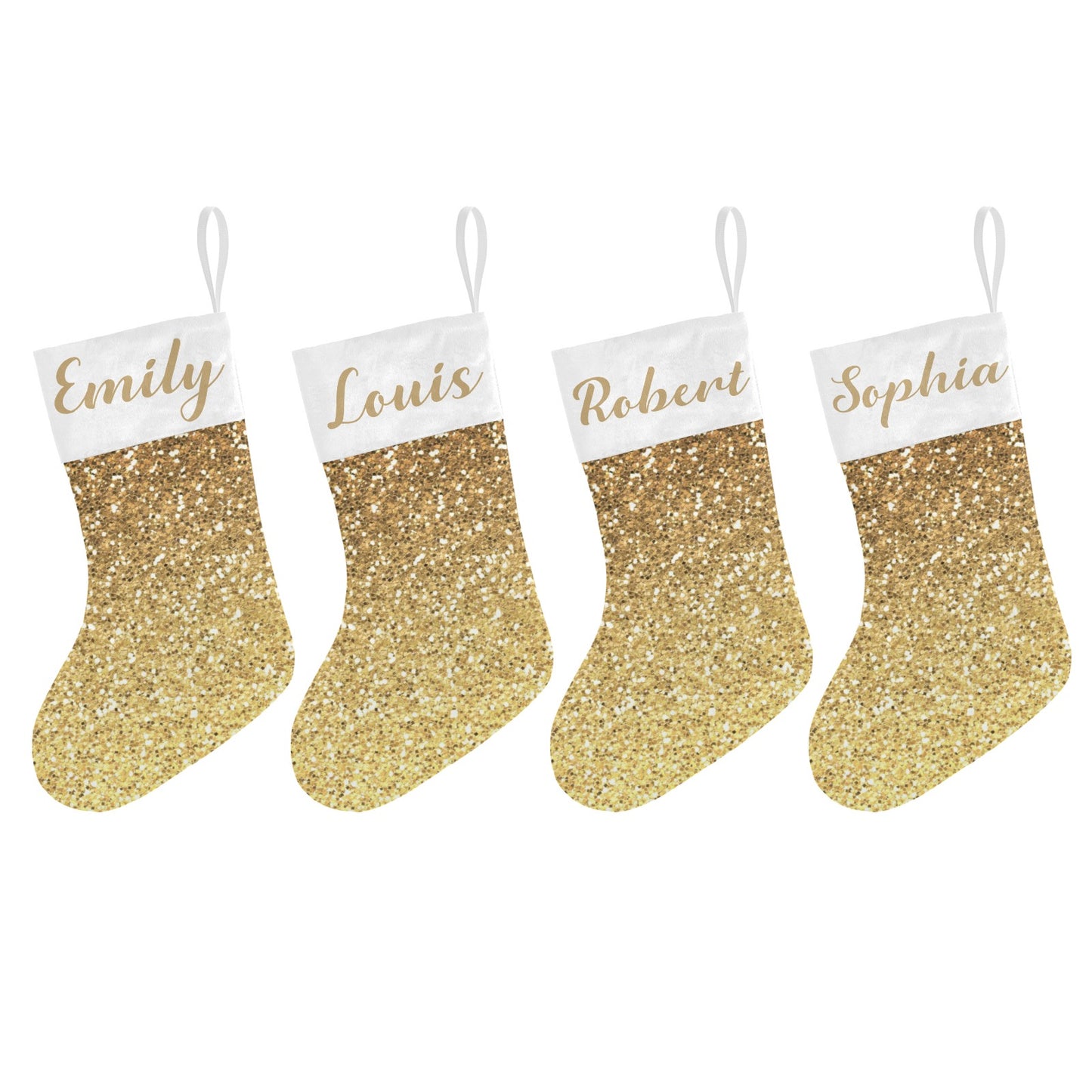 Gold Glitter Christmas Stocking Custom Name Christmas Socks Gift
